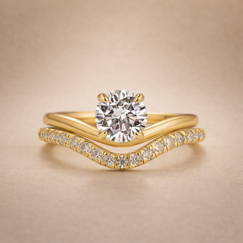 S925 Moissanite 1.0Ct Round Cut Stackable Bridal Ring Set Daily Wear Rings Ring Gift