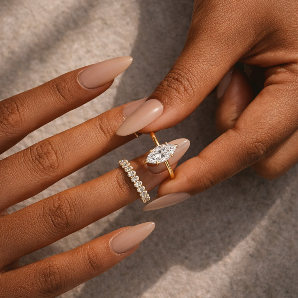 S925 Moissanite 2Ct Marquise Cut Bridal Ring Set Everyday Wearable Ring Set For Women