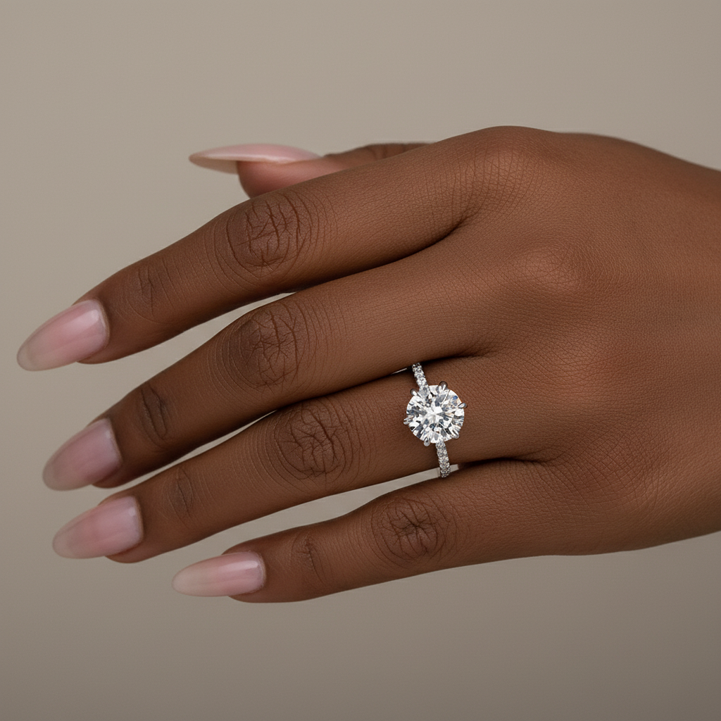 Moissanite 2.0 Ct ～4.0 Ct Round Cut 6 Prong Promise Rings For Women