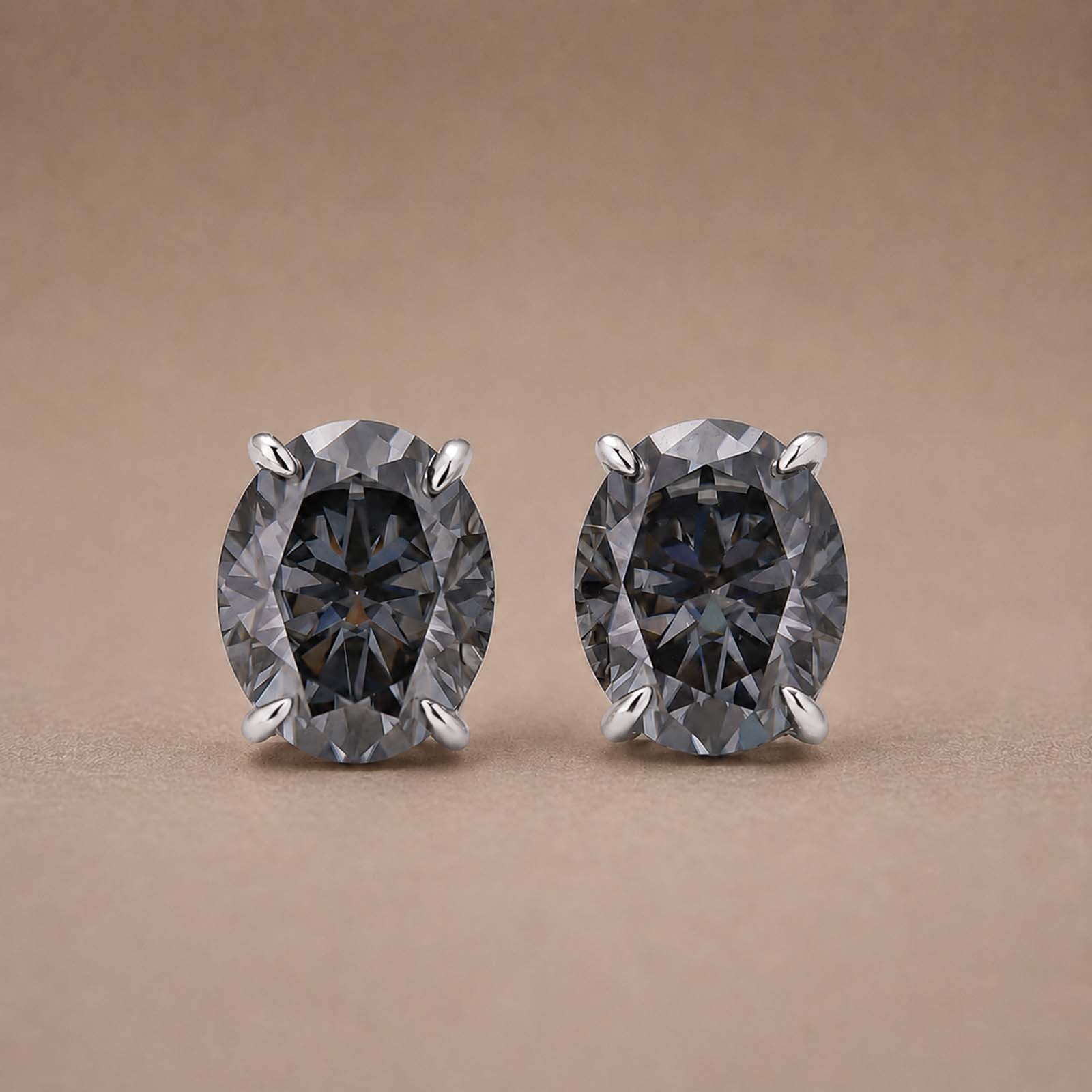 S925 Moissanite 3Ct Oval Cut Stud Earrings Gold Plated Classic Daily Wearable Earrings