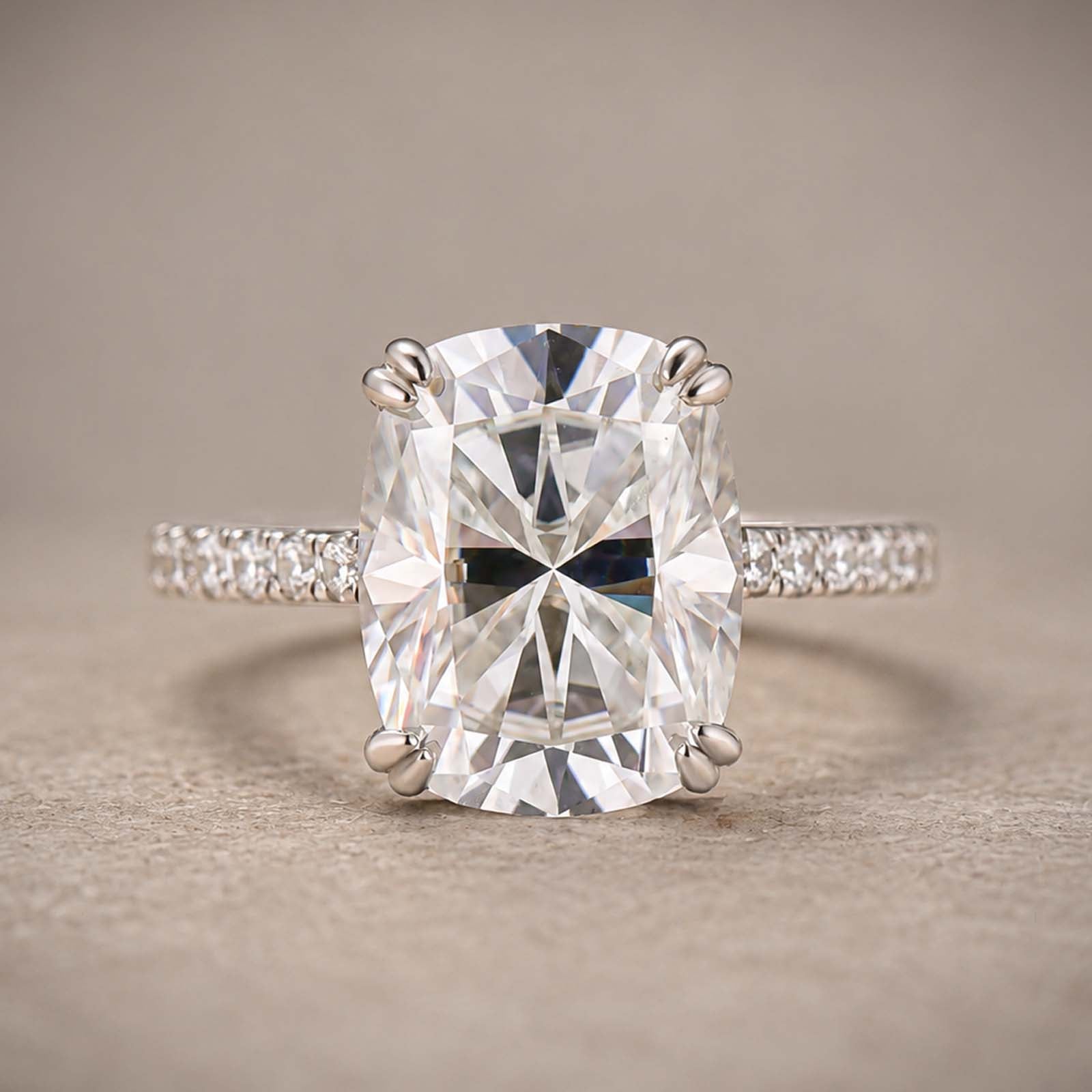 S925 Moissanite 5.5Ct Cushion Cut Stackable Half Pave Ring For Every Moment