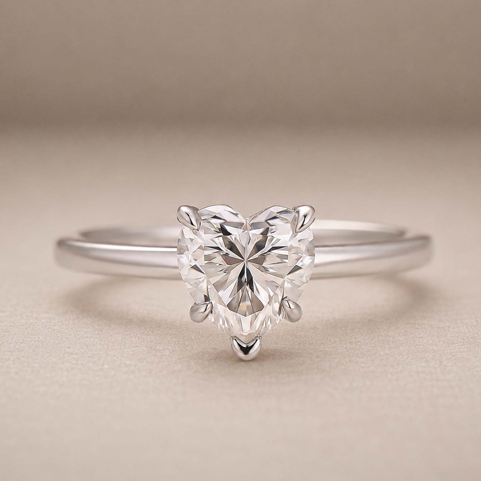 S925 Moissanite 1.0Ct Heart Cut Solitaire Promise Ring Daily Wearable Ring For Date Nights