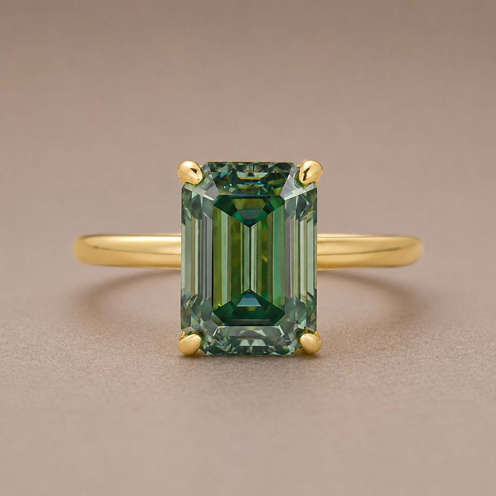 S925 Moissanite 3.5 Ct Emerald Cut Solitaire Engagement Ring For Her