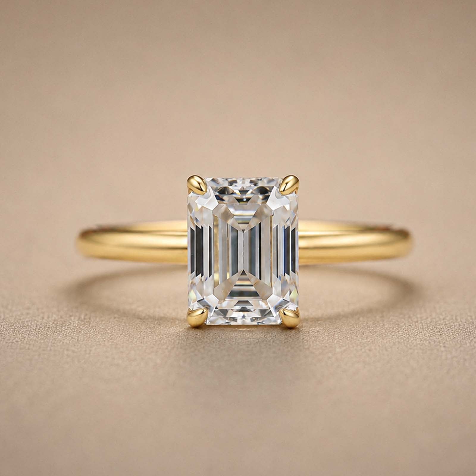 S925 Moissanite 1.5~3.5 Ct Emerald Cut Solitaire Engagement Ring Bridal Ring For Her