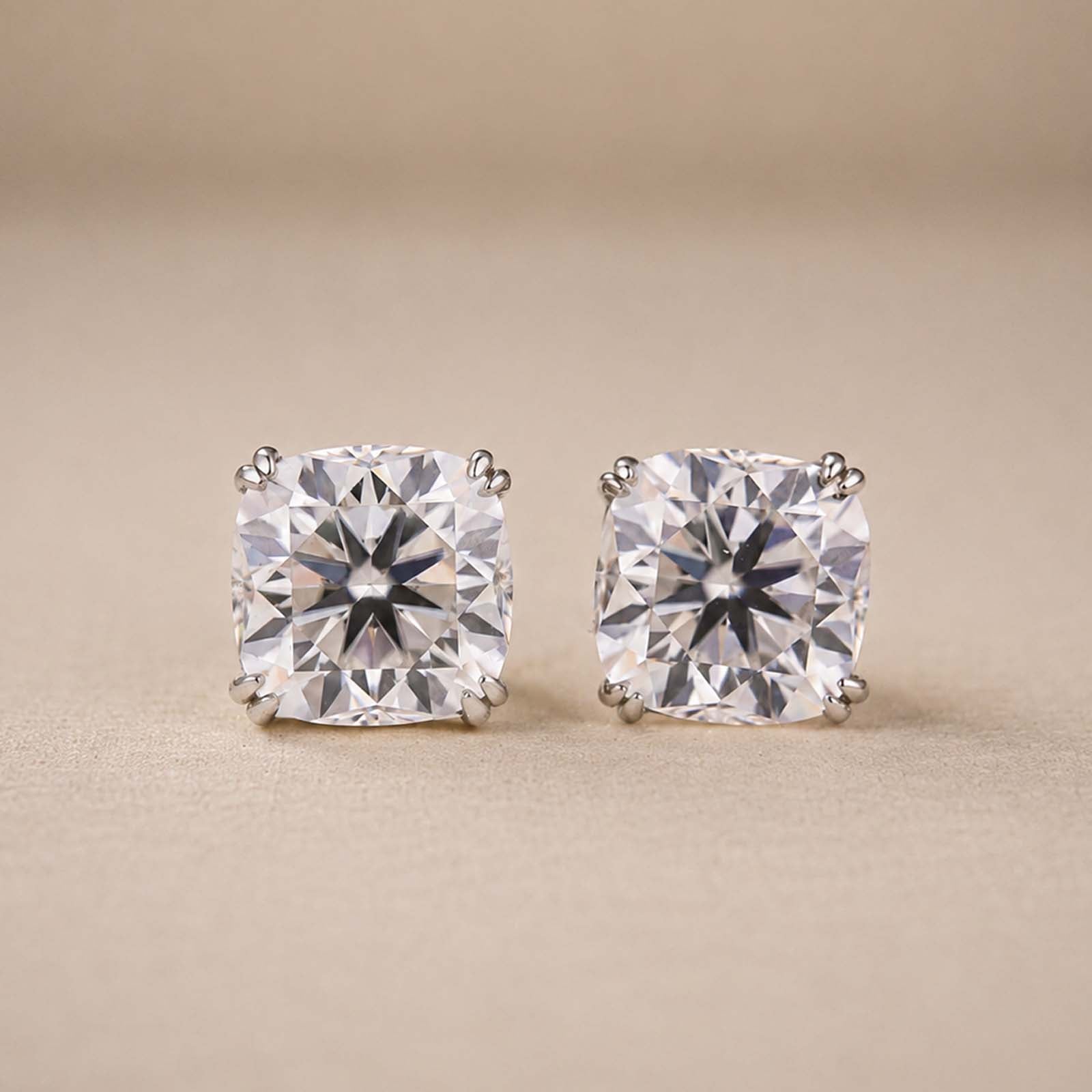 S925 Moissanite 1.5Ct*2 Cushion Cut Brilliant Stud Earrings In Sterling Silver Earring Gift For Women