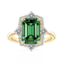 S925 Moissanite 3.0Ct Yellow Gold Halo Emerald Stone Emerald Cut Engagement Ring