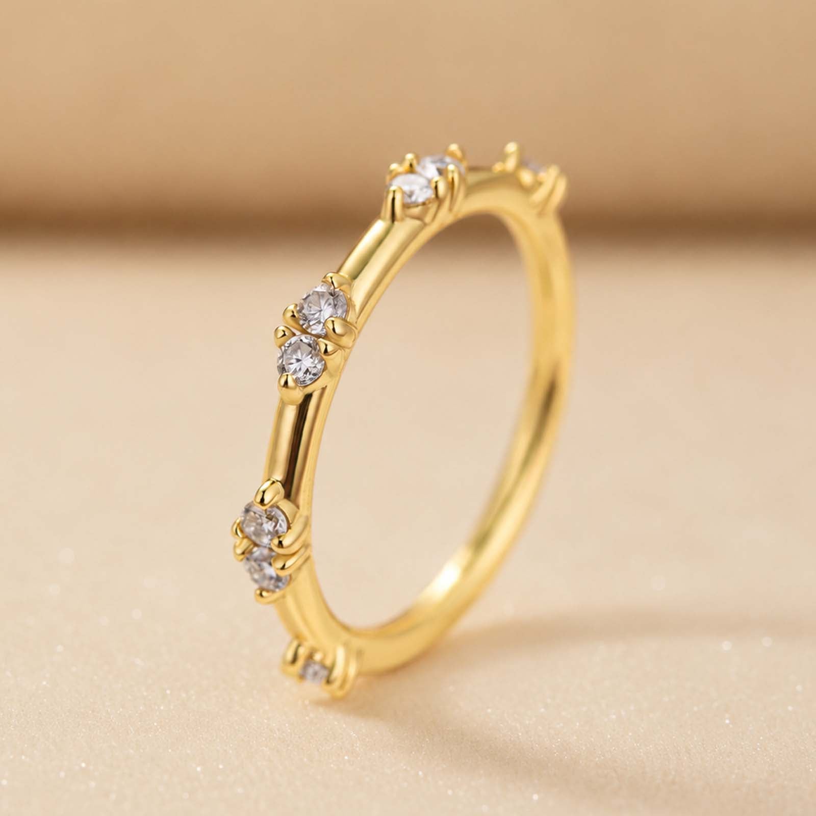 S925 Moissanite 0.27Ct Round Cut Thin Wedding Band Delicate Stackable Ring For Everyday Wear