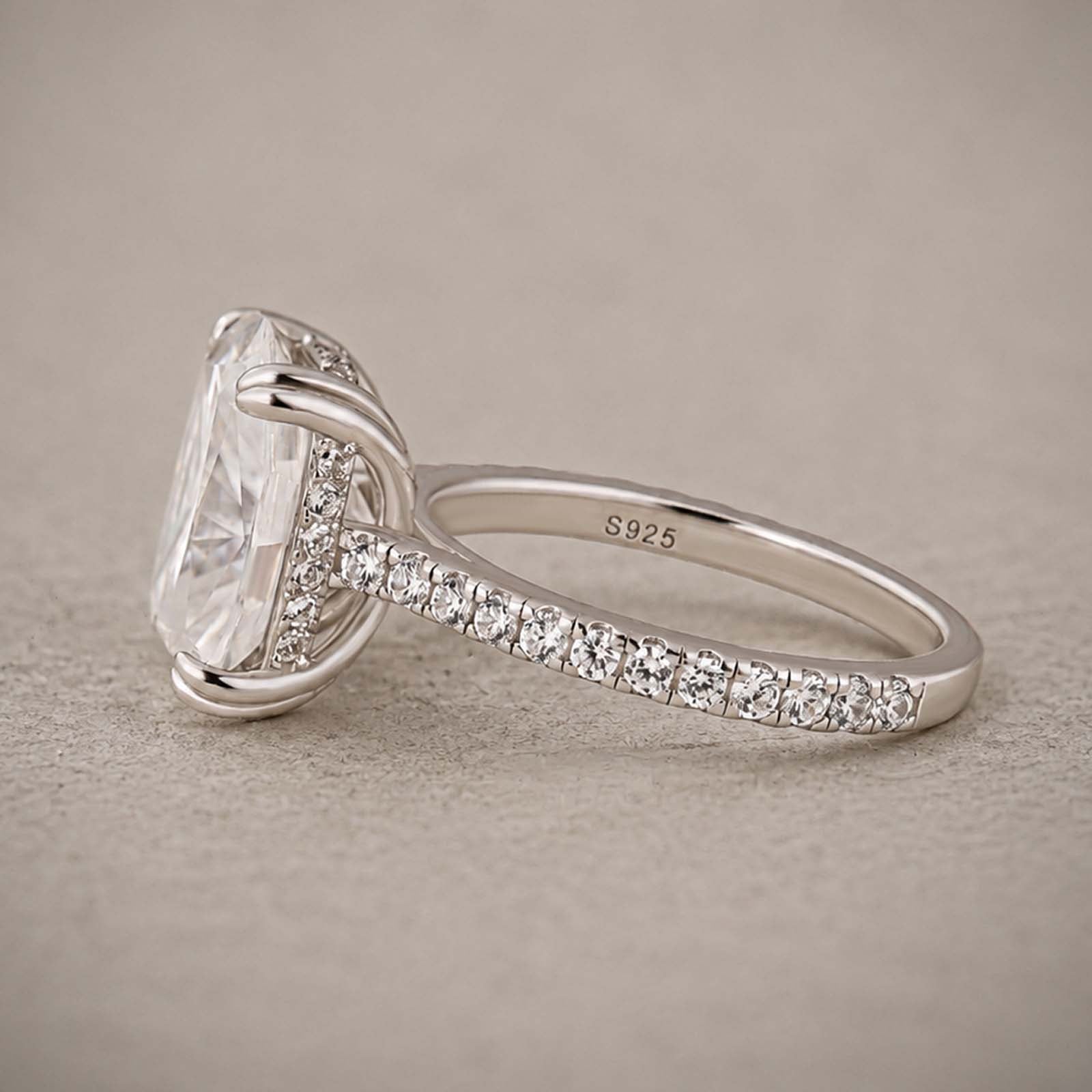 S925 Moissanite 5.5Ct Cushion Cut Stackable Half Pave Ring For Every Moment
