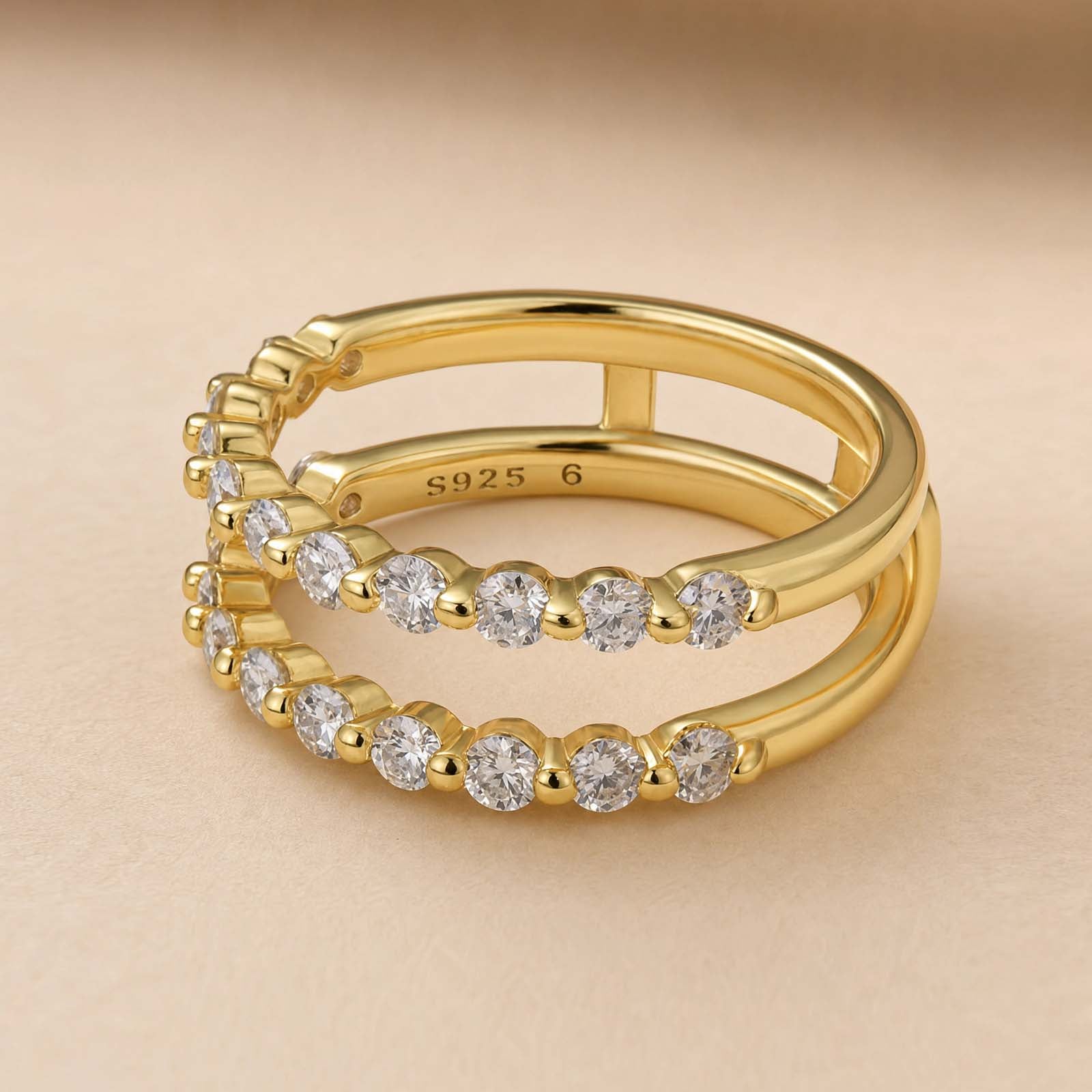 S925 Moissanite 0.77Ct Round Cut Insert Wedding Band Engagement Ring Stackable Enhancer Band For Women