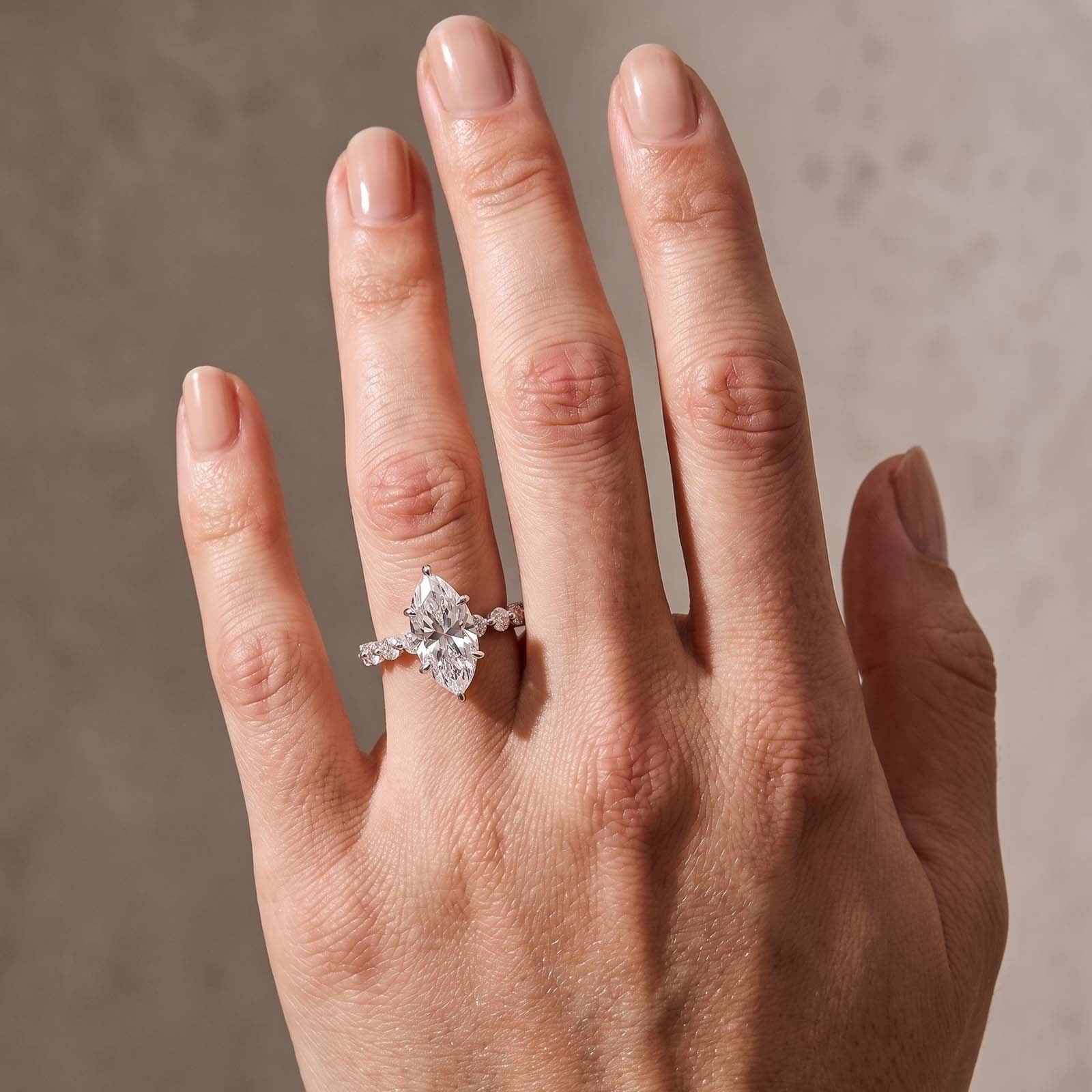 S925 Moissanite 3.0Ct Marquise Cut Promise Ring In Sterling Silver For Daily Wear