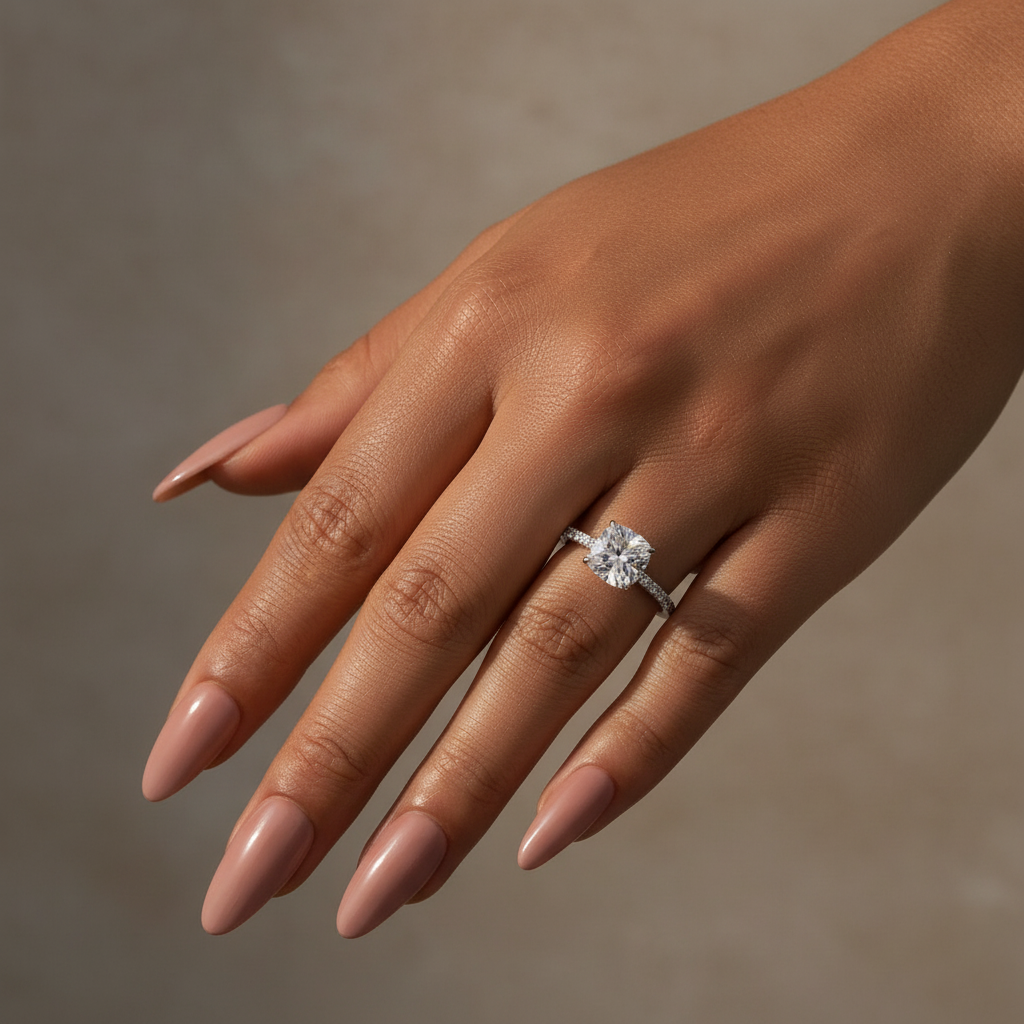 Gelovely Moissanite 2.0Ct -2.5Ct Square Cushion Promise Bridal Ring