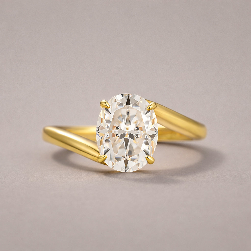 S925 Moissanite 2.0 Ct Oval Cut Solitaire Engagement Ring In 925 Sterling Silver