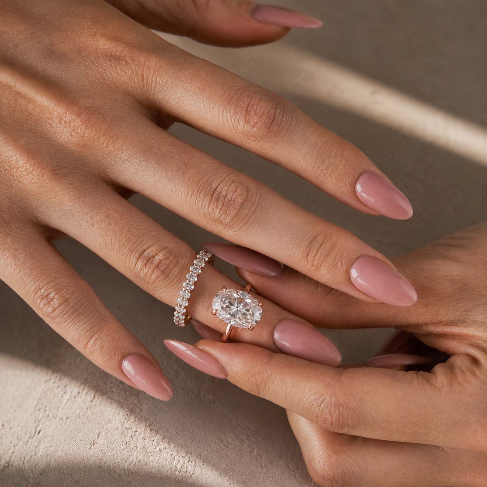 S92Moissanite 5.5 Ct Hidden Halo Oval Cut Engagement Ring With Eternal Oval Cut Ring