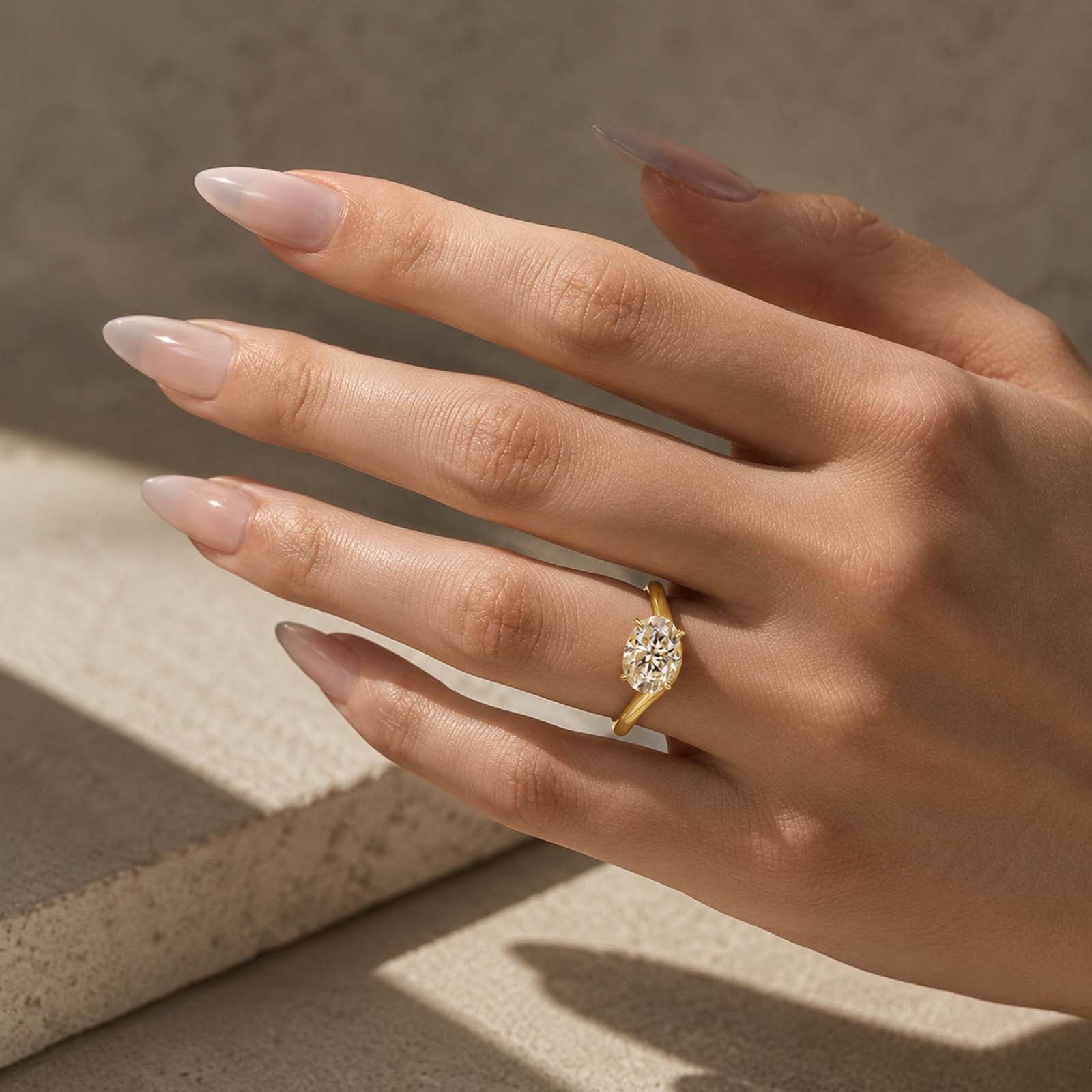 S925 Moissanite 2.5Ct Oval Cut Solitaire Ring 18K Gold Plated Promise Ring Everyday Wear Ring
