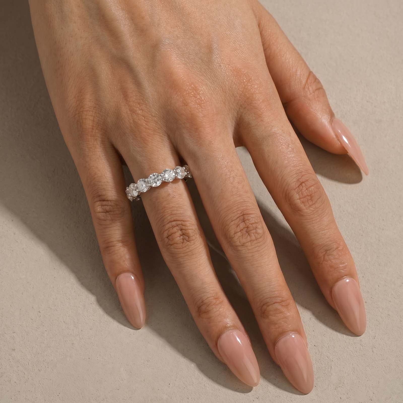 S925 Moissanite 5.5Ct Round Cut Eternity Band In Sterling Silver Stackable Wedding Ring