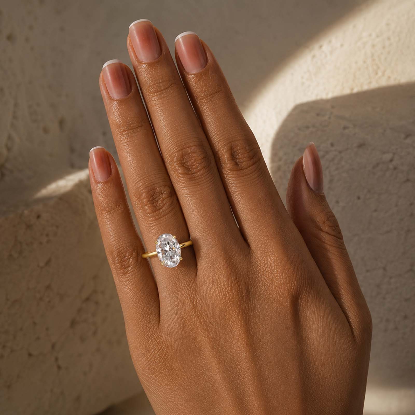 Moissanite 2.0 Ct ～5.5 Ct Oval Cut Yellow Gold Promise Ring For Women