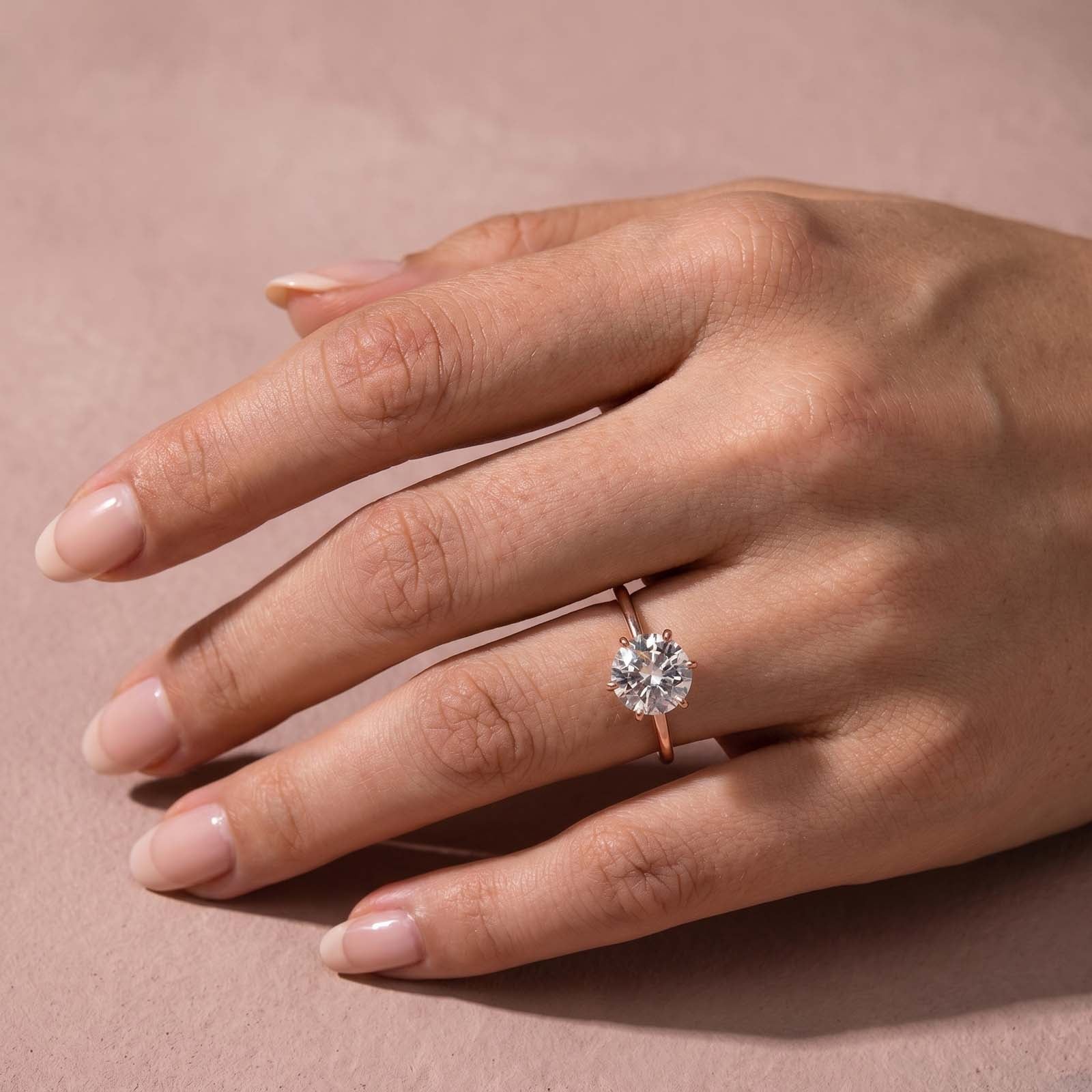 S925 Moissanite 2.0 Ct ~ 4.0 Ct Round Cut 6 Prong Engagement Ring Daily Wear Ring For Women