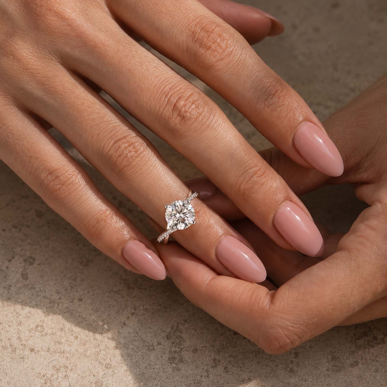 S925 Moissanite 3.0Ct Round Cut Twisted Half Pave Engagement Ring Stackable Ring For Date Night