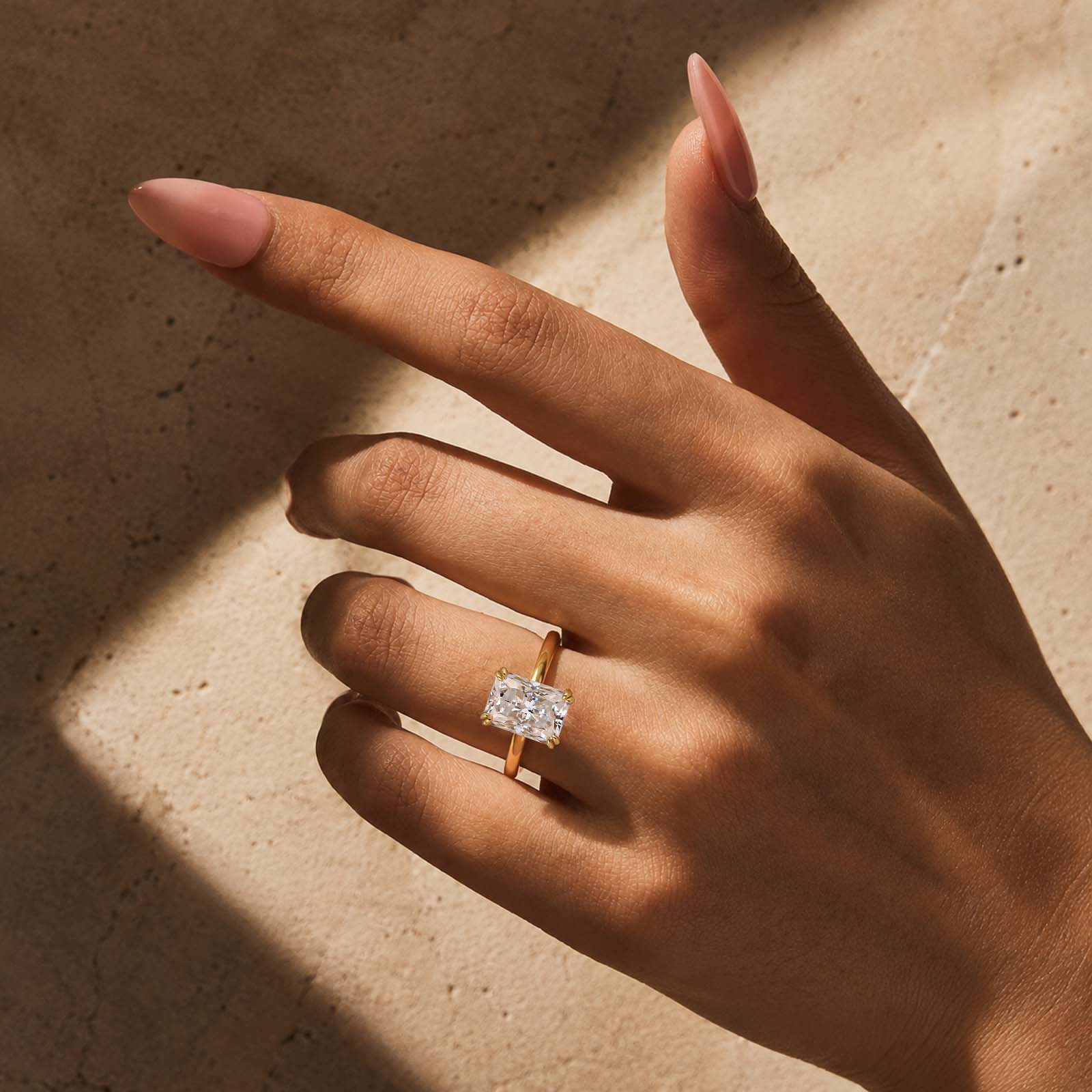S925 Moissanite 3.5Ct Radiant Cut Hidden Halo Engagement Ring Gold Plated Promise Ring For Women