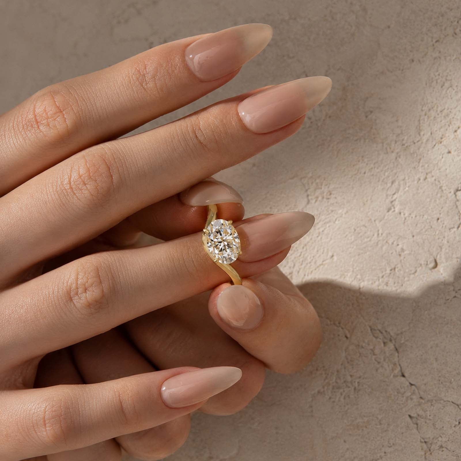 S925 Moissanite 2.5Ct Oval Cut Solitaire Ring 18K Gold Plated Promise Ring Everyday Wear Ring