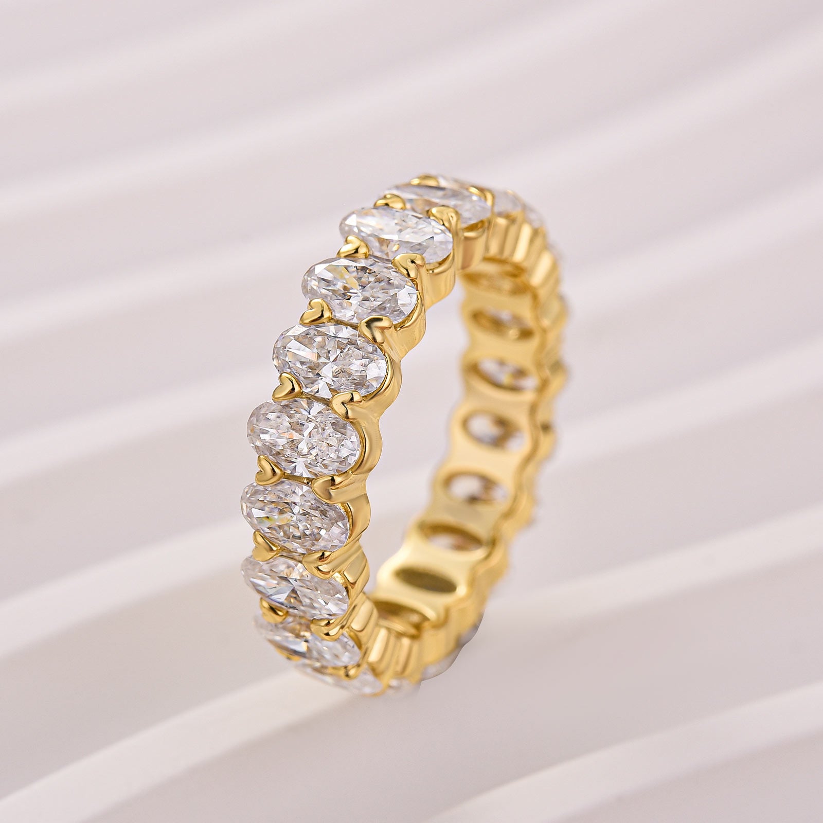 S925 Moissanite 5.0CT Oval Cut Stackable Full Eternity Statement Ring For Daily Wear