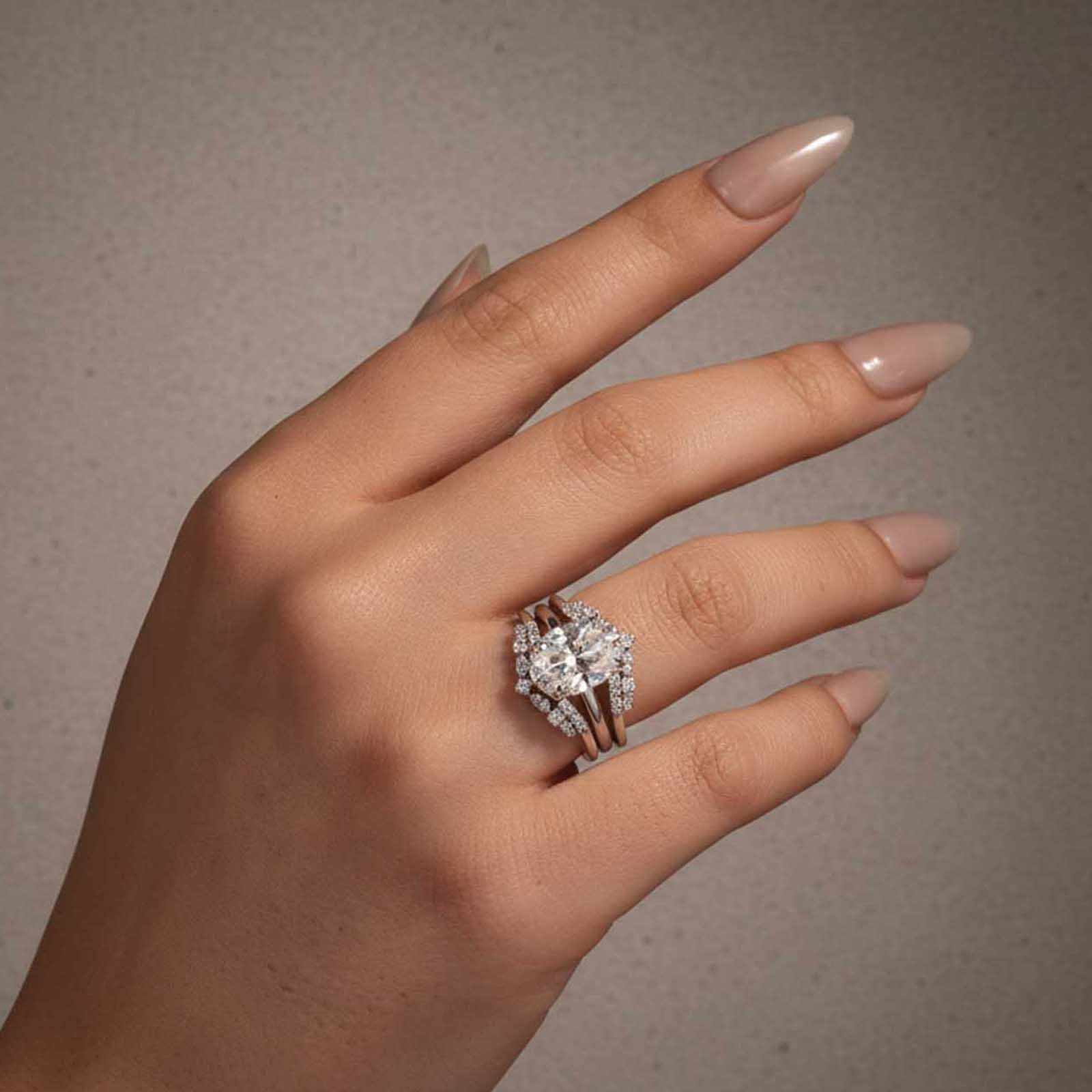 S925 Moissanite 4.0Ct Oval Cut Engagement Ring with Round Cut Insert Wedding Band Enhancer Wedding Set