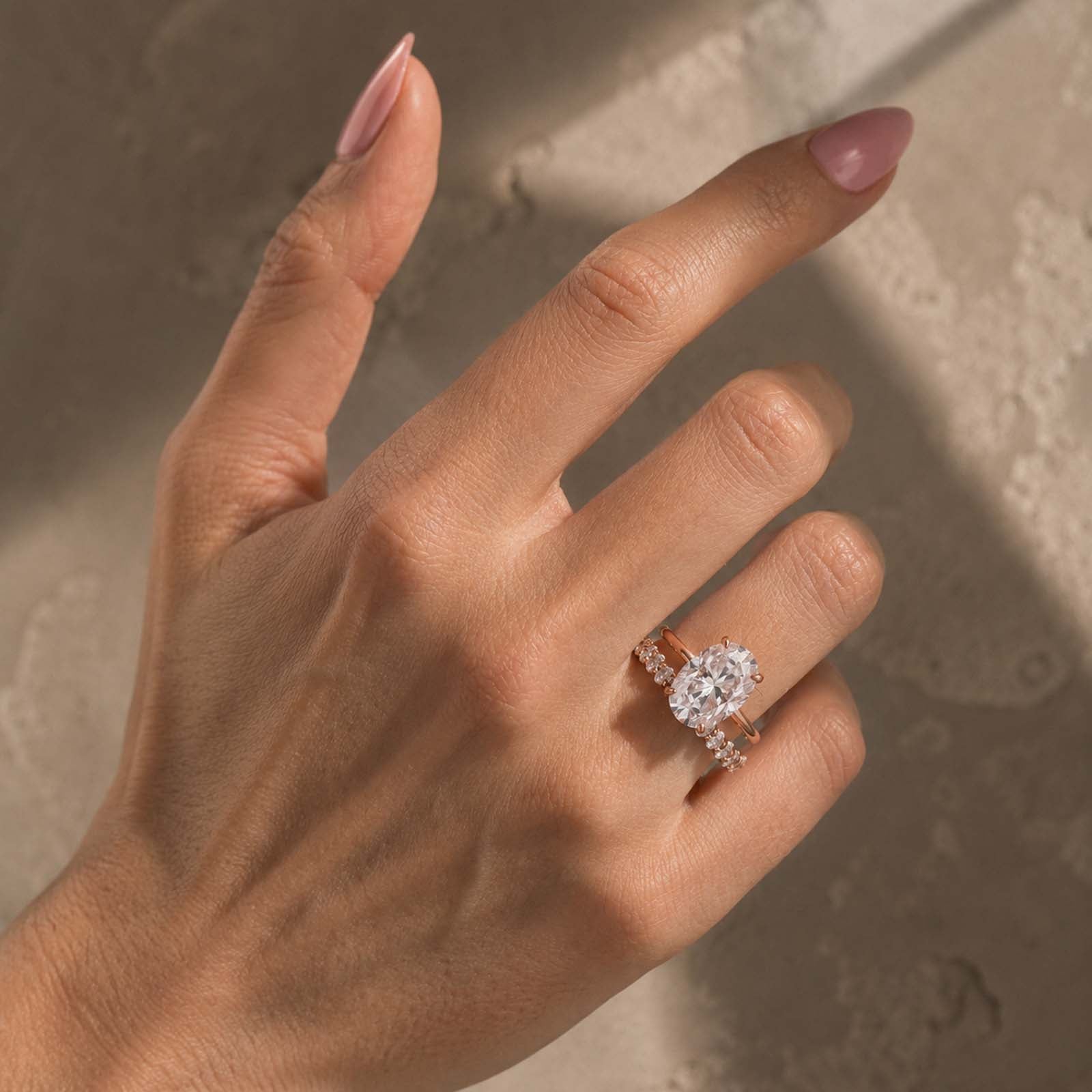 S925 Moissanite 5.5 Ct Hidden Halo Oval Cut Engagement Ring With Eternal Oval Cut Ring Bridal Ring Set