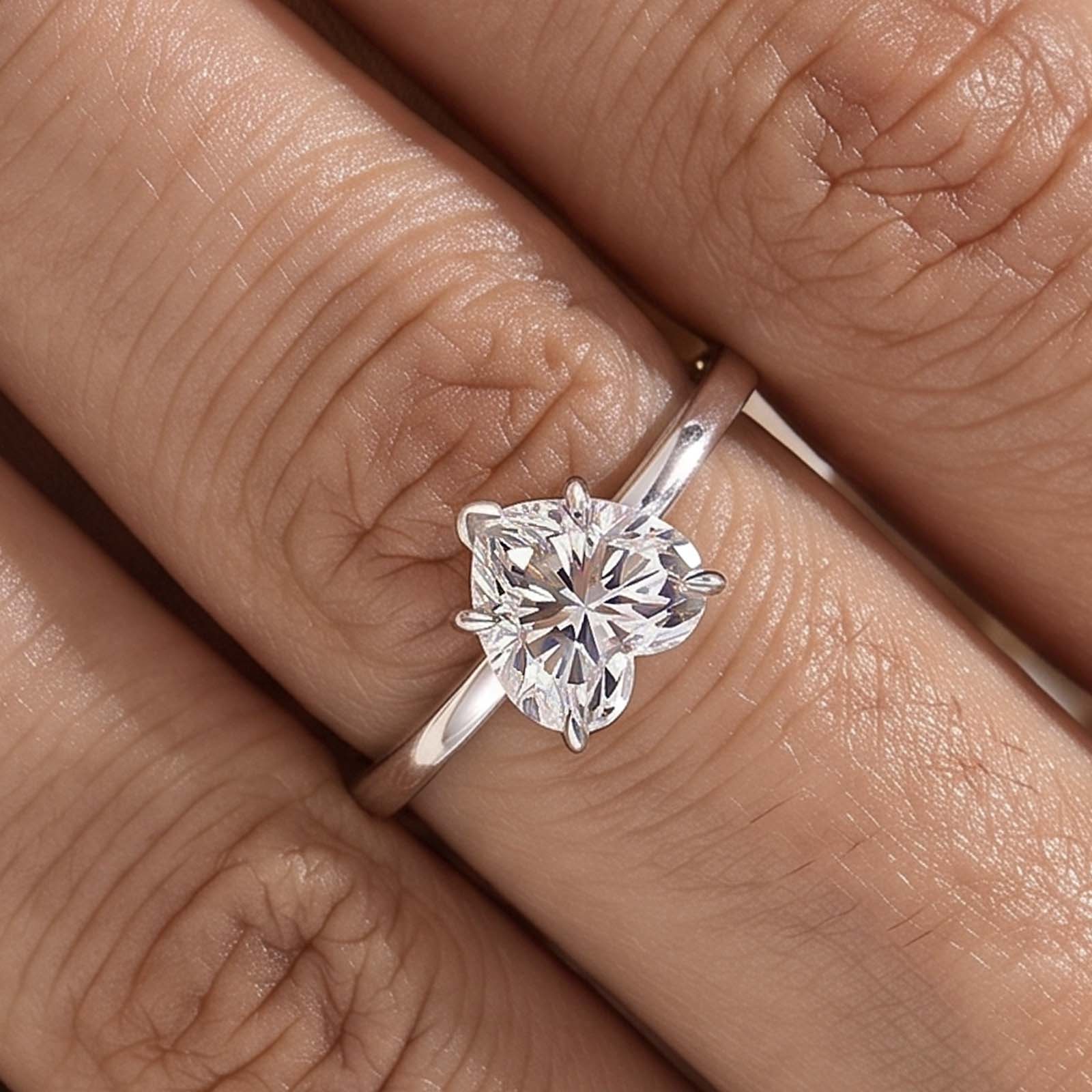 S925 Moissanite 1.0Ct Heart Cut Solitaire Promise Ring Daily Wearable Ring For Date Nights