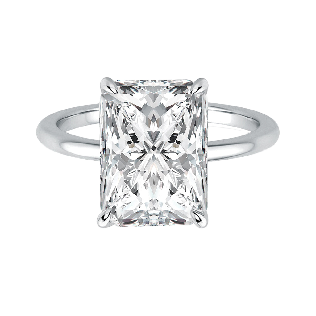 S925 Moissanite 4.5 Ct Radiant Cut White Gold Engagement Ring Stackable Ring For Women