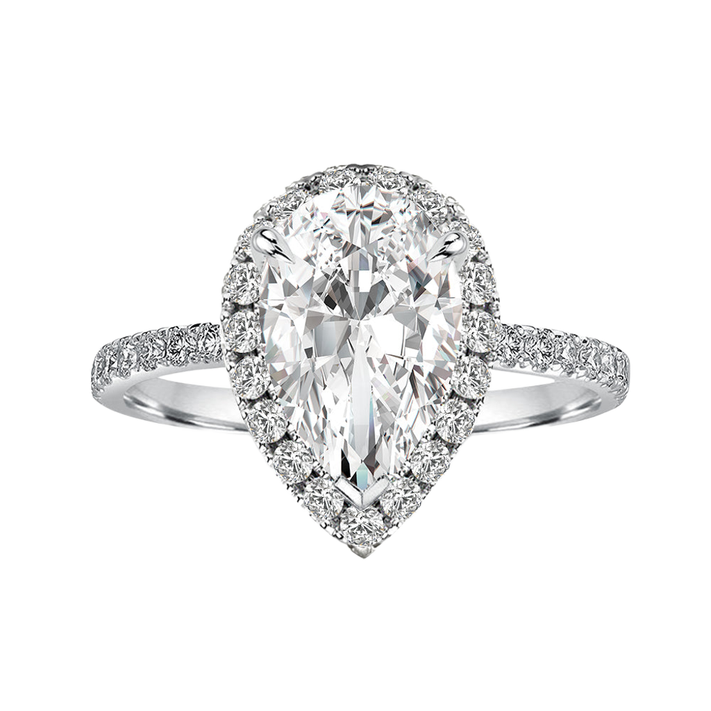 S925 Moissanite 2.5 Ct Pear Cut Halo Engagement Ring Vintage Everyday Wearable Ring For Women