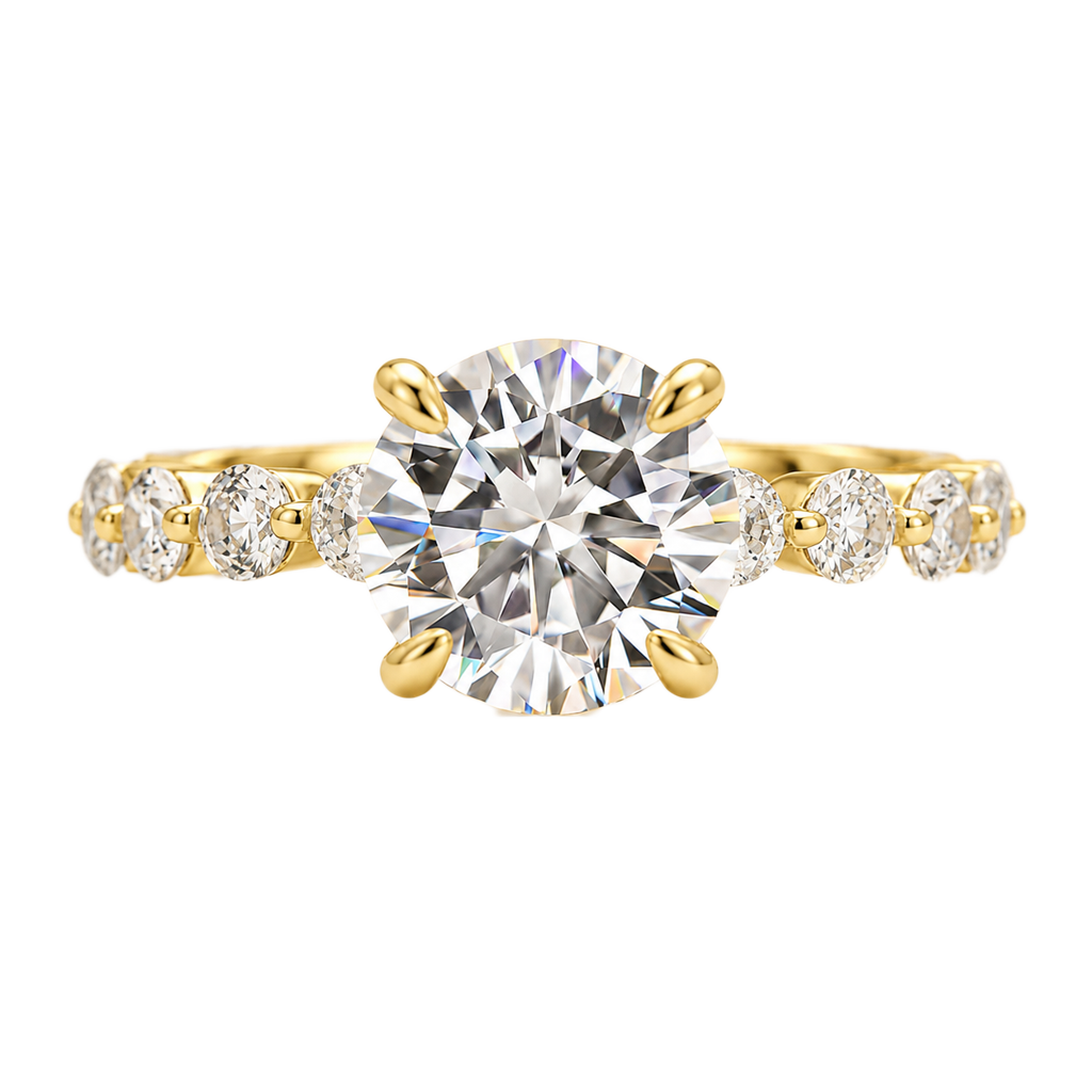 Gelovely Moissanite 2.0 Ct Yellow Gold Promise Bridal Ring