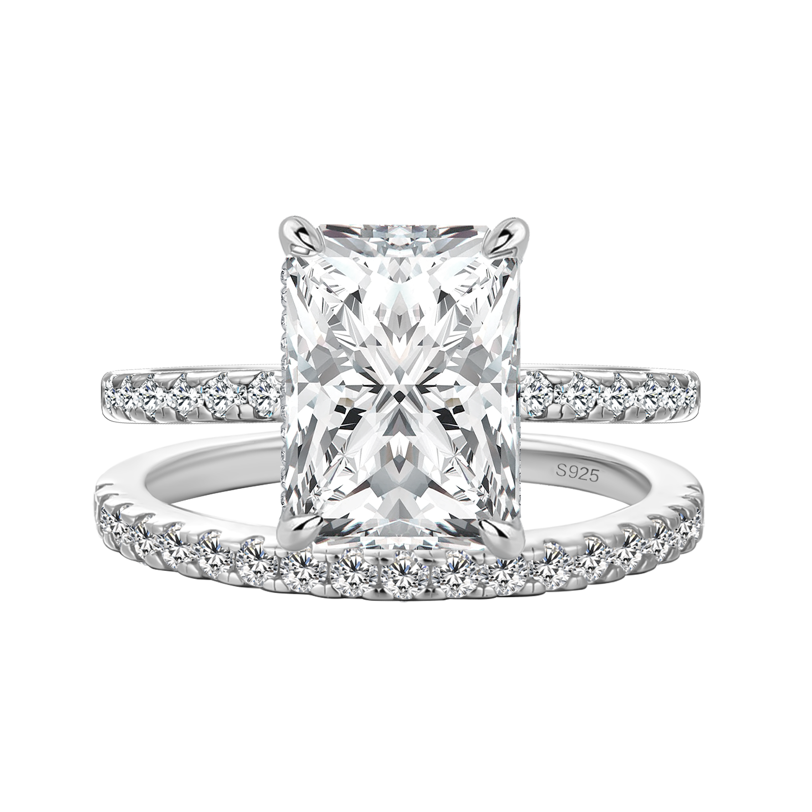 Gelovely Moissanite 3.5 Ct Radiant Cut White Gold Wedding Ring For Women