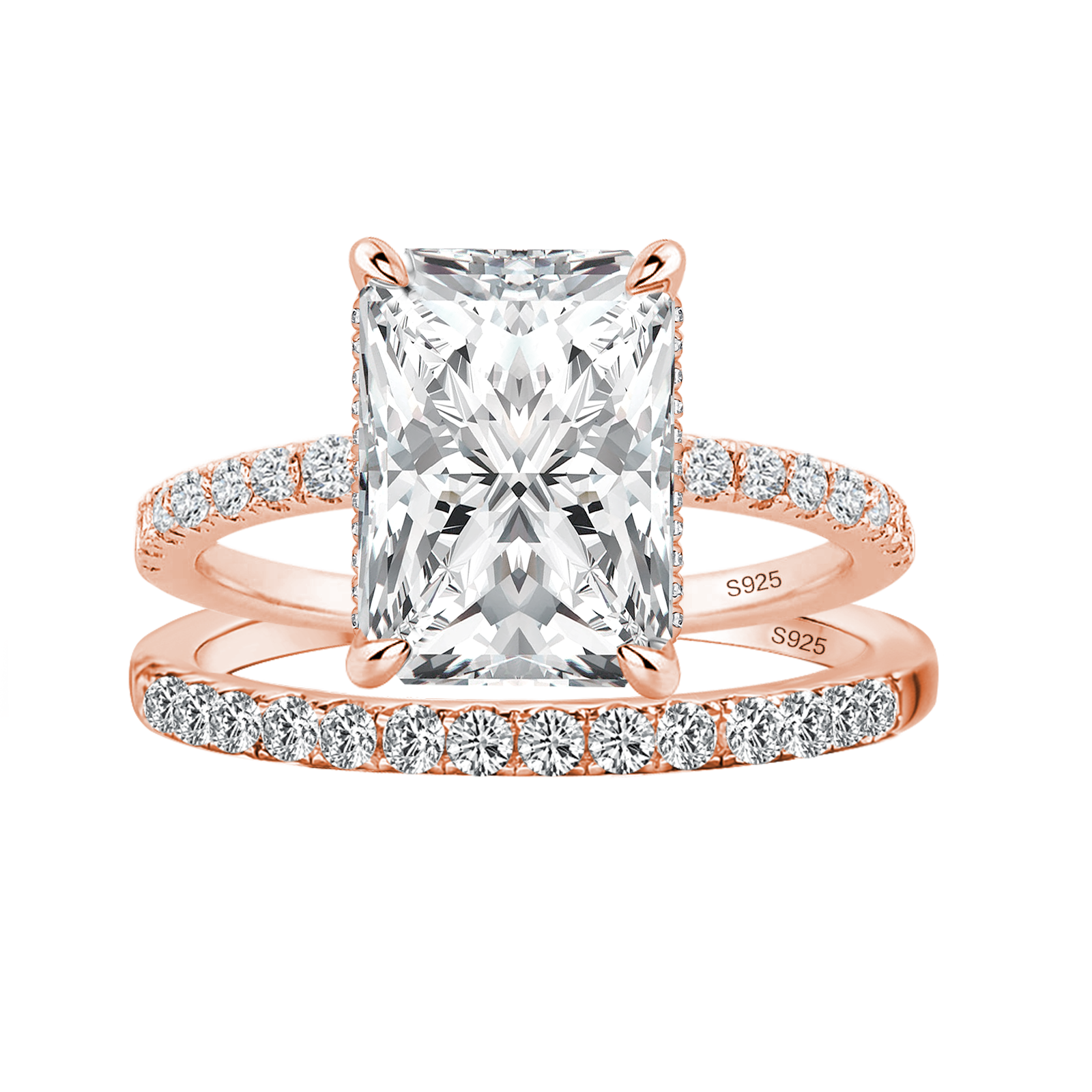 Gelovely Moissanite 3.5 Ct Radiant Cut Rose Gold Wedding Ring For Women