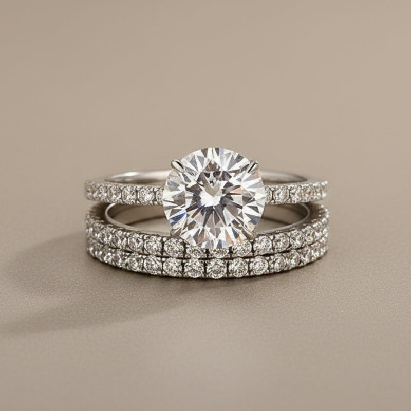 Gelovely Moissanite 2.0 Ct Round Cut Wedding Ring Set For Women