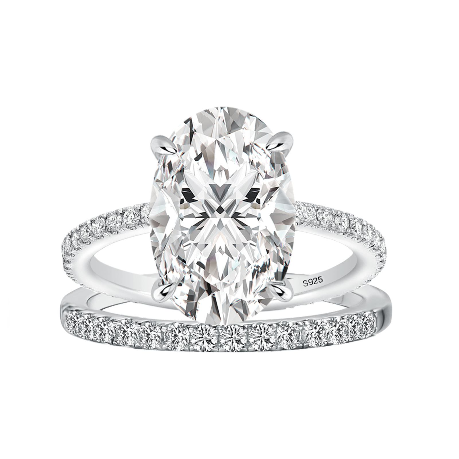 Gelovely Moissanite 4.0 Ct ～5.5 Ct Oval Cut White Gold Wedding Ring For Women