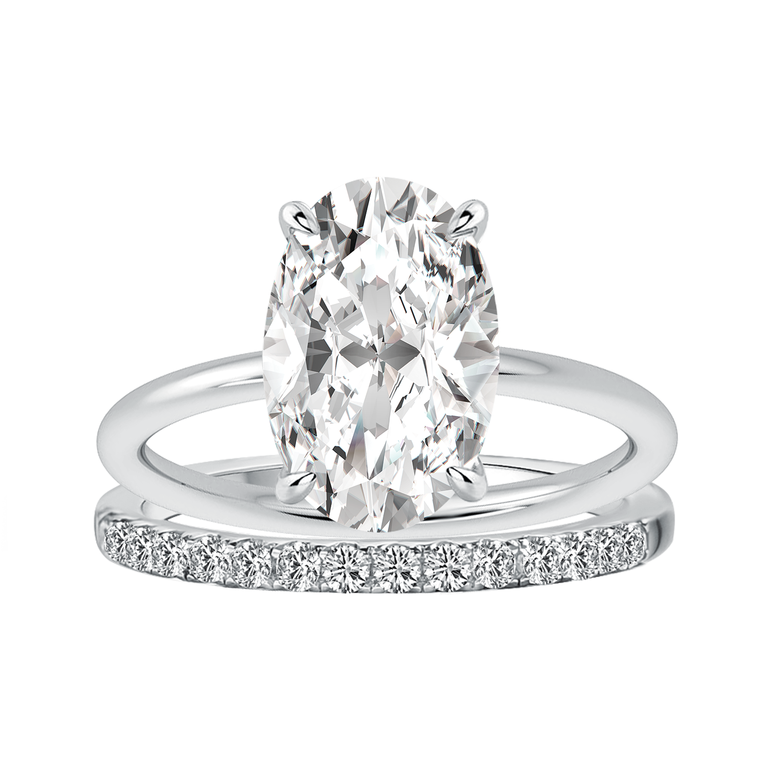 S925 Moissanite 4.0 Ct Hidden Halo Solitaire Oval Cut Gold Plated Wedding Ring