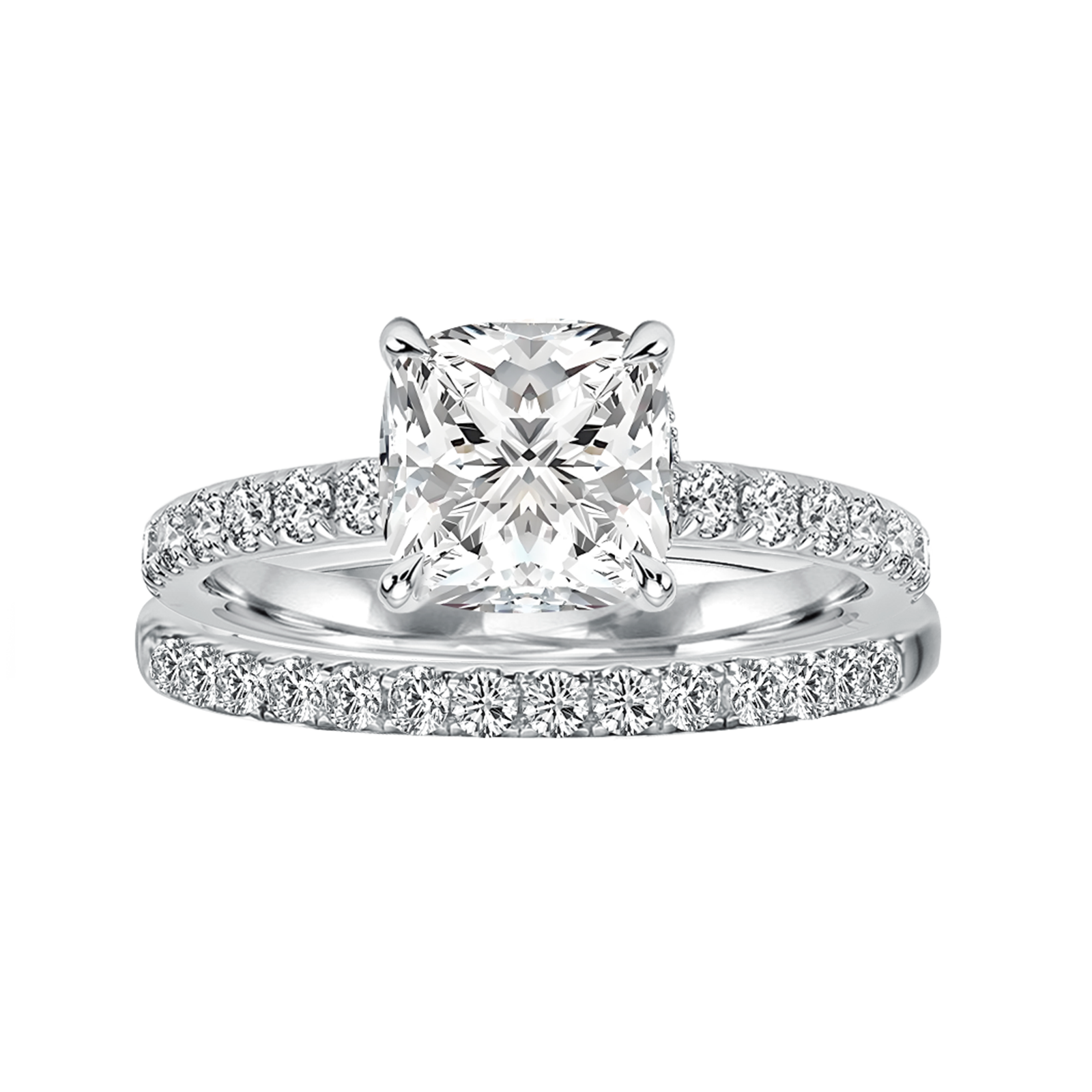 Gelovely Moissanite 2.0Ct Square Cushion Cut White Gold Wedding Ring For Women
