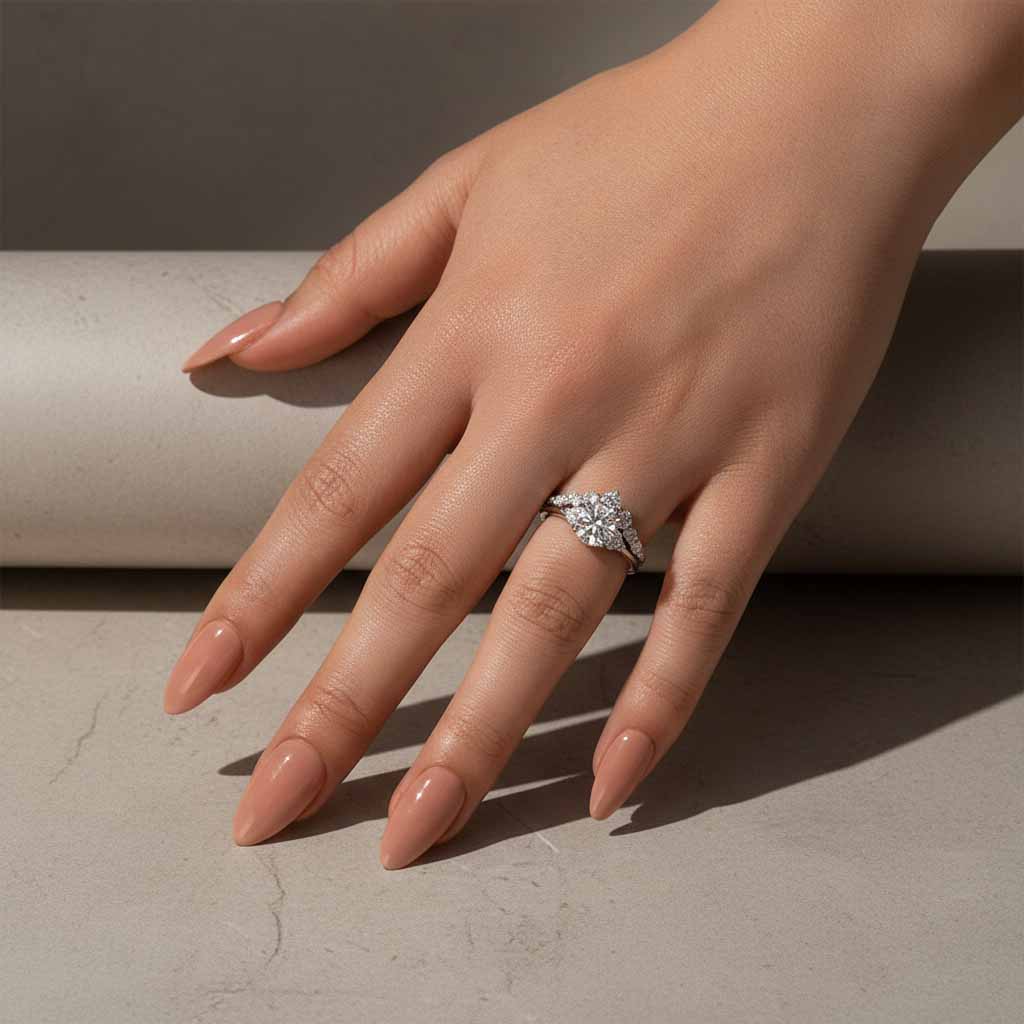 Gelovely Moissanite 1.2 Ct Round Cut White Gold Wedding Ring Set
