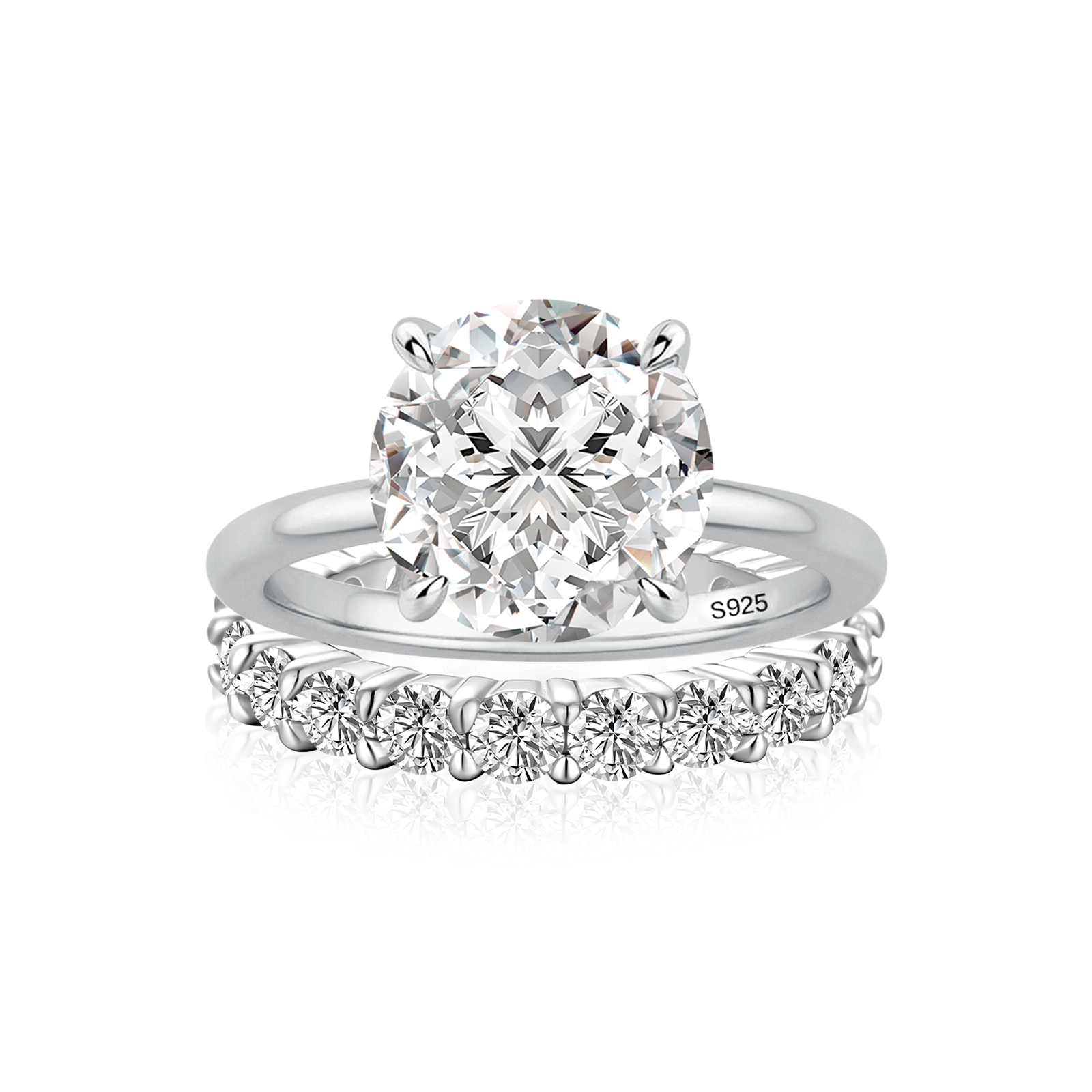 Moissanite 2.0Ct Round Cut White Gold Wedding Ring Set