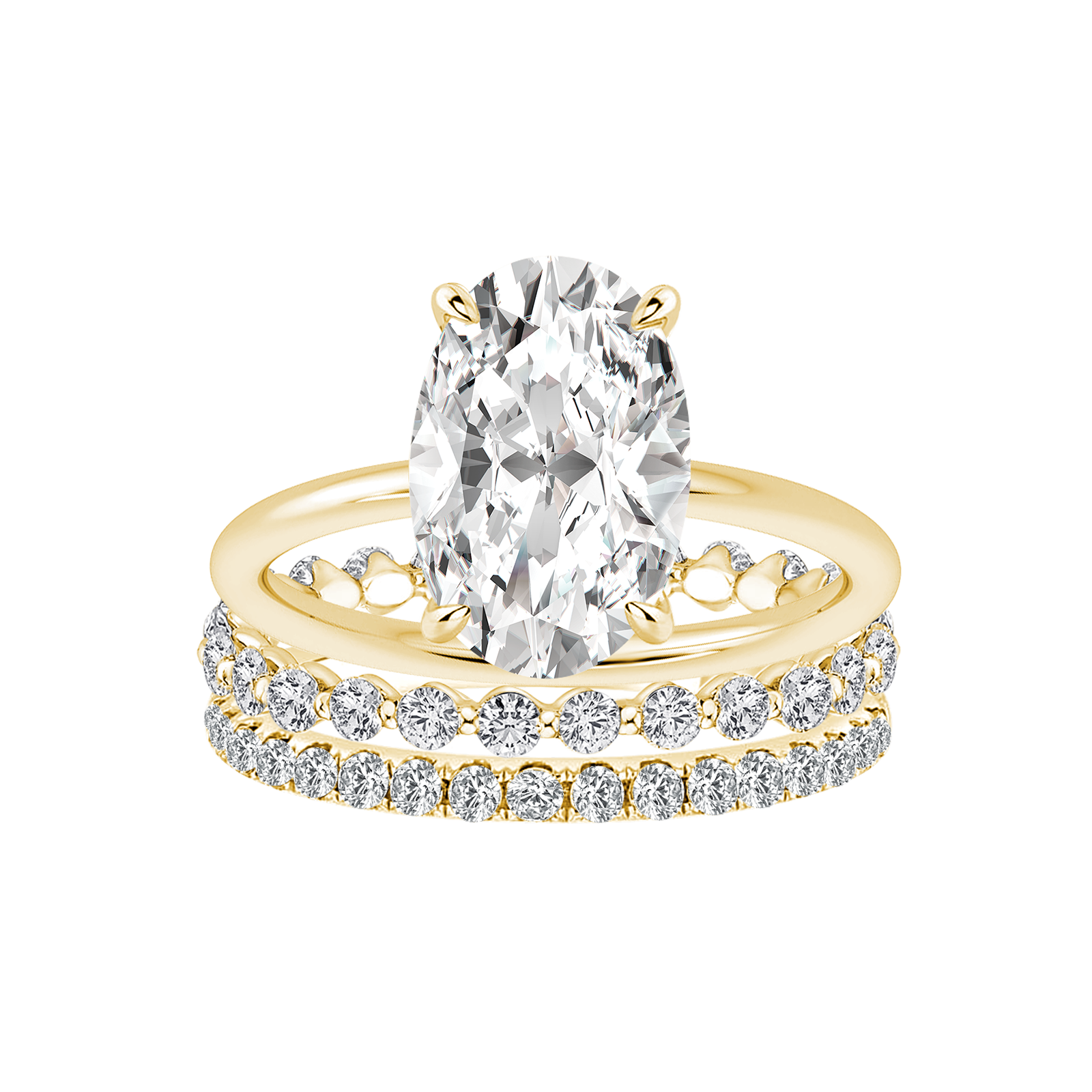 Moissanite Solitaire 4.0Ct Oval Cut  Yellow Gold Women's Wedding Ring Set