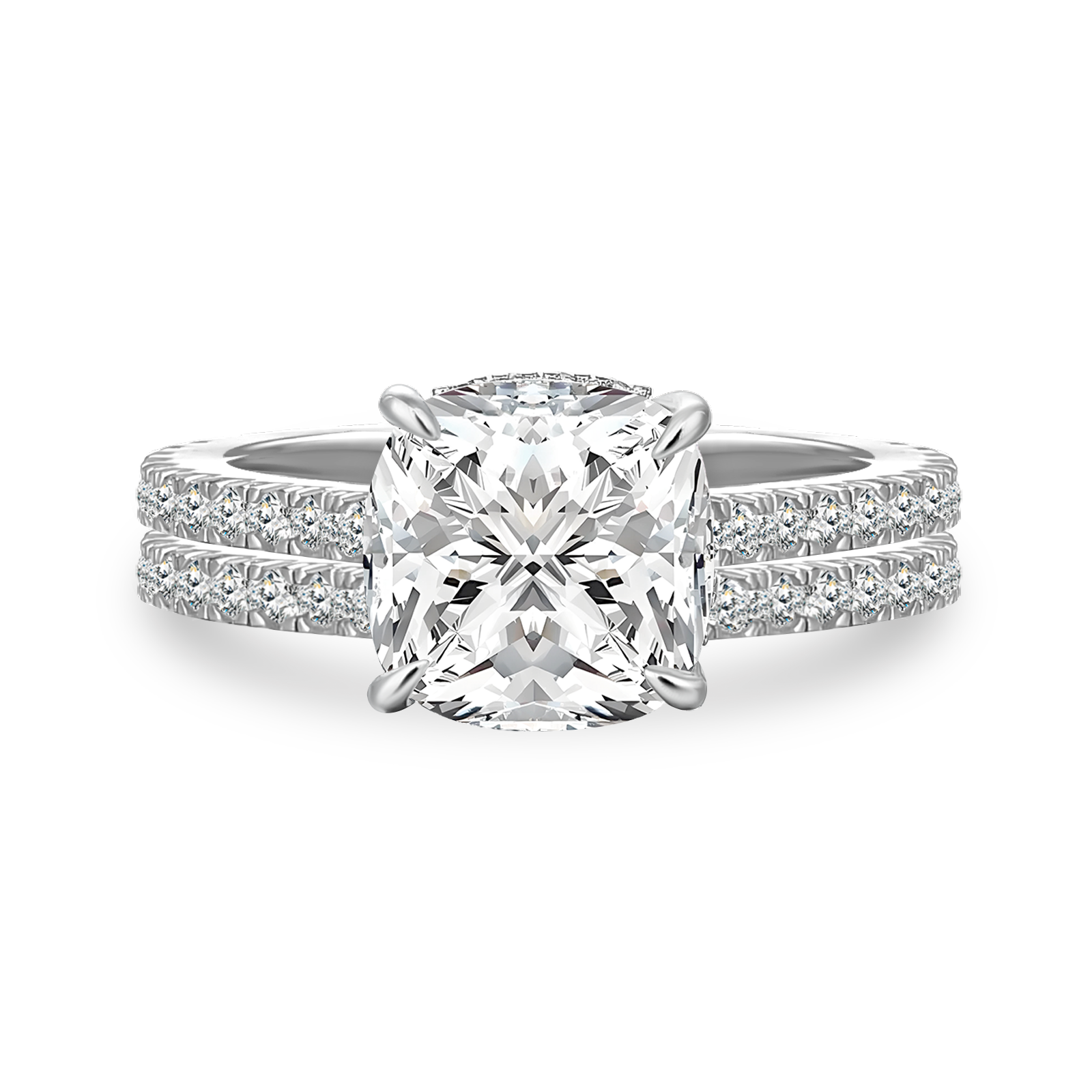 Moissanite 2.5Ct Cushion Cut White Gold Bridal Wedding Ring Set