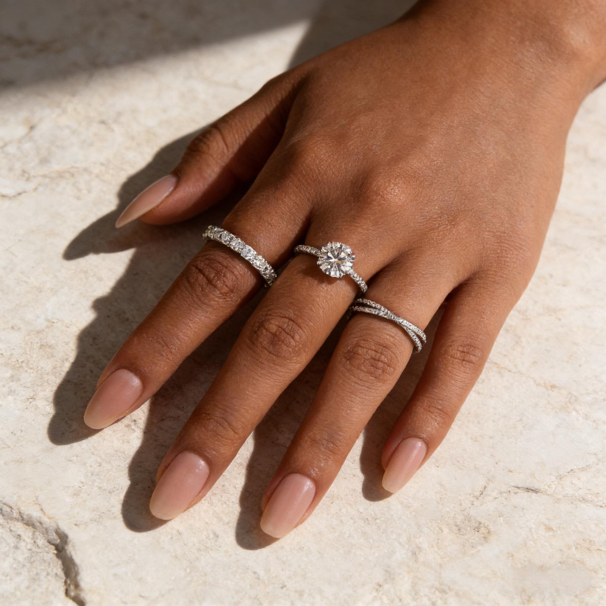 2.0 Ct Round Cut Moissanite Diamond Wedding Ring with Twist Bands