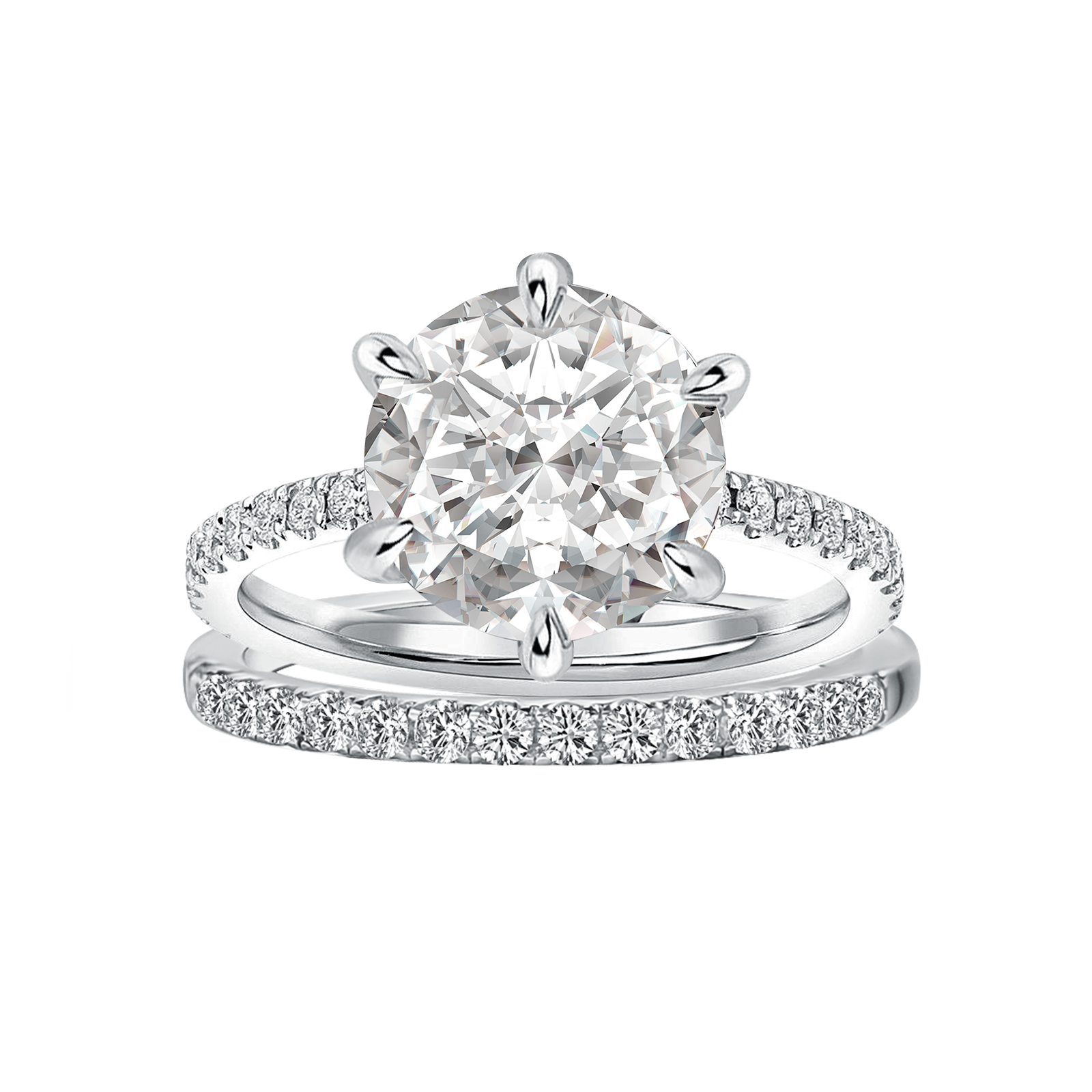 Moissanite 3.0Ct Round Cut White Gold Bridal Wedding Ring Set