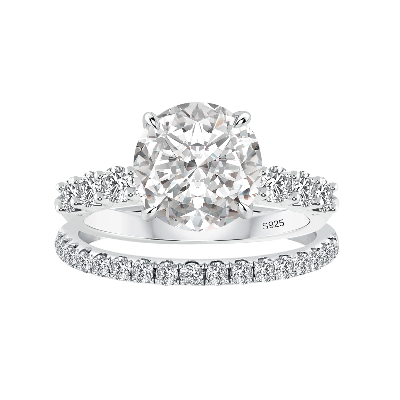 4.0 Ct Round Cut White Gold Moissanite Diamond Wedding Ring