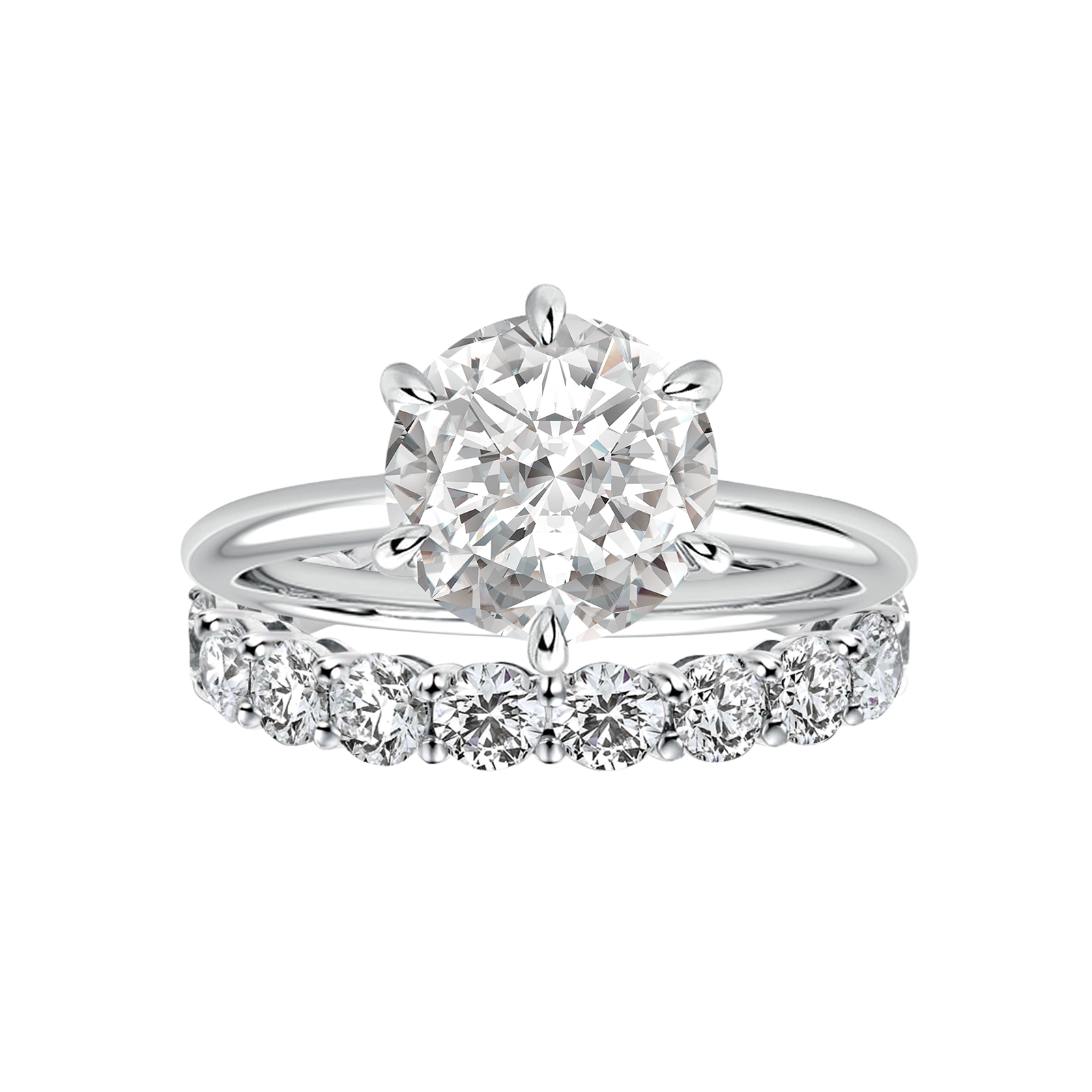 Solitaire 2.0 Ct 6 Prong Round Cut Moissanite Diamond Wedding Ring