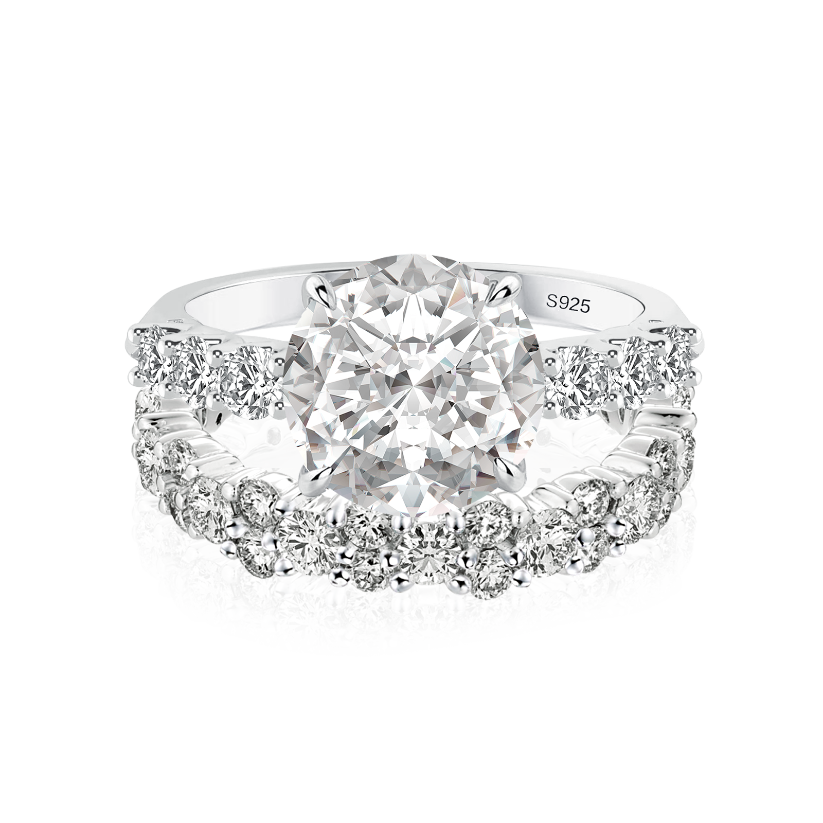 Moissanite 4.0Ct/3.0Ct Round Cut White Gold Wedding Ring & Wedding Band Stackable Ring Sets For Travel