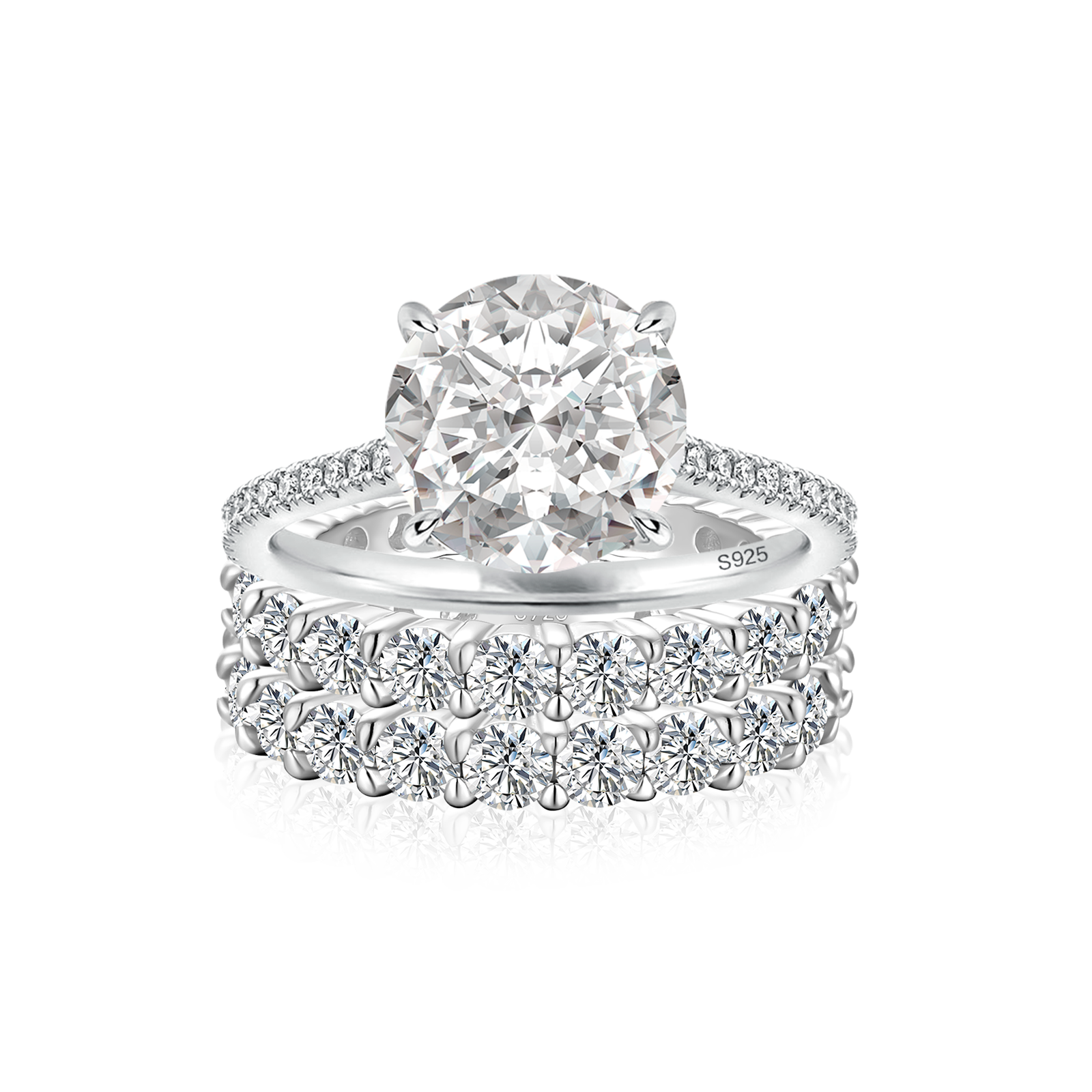 Moissanite 4.0Ct Round Cut White Gold Bridal Ring Set