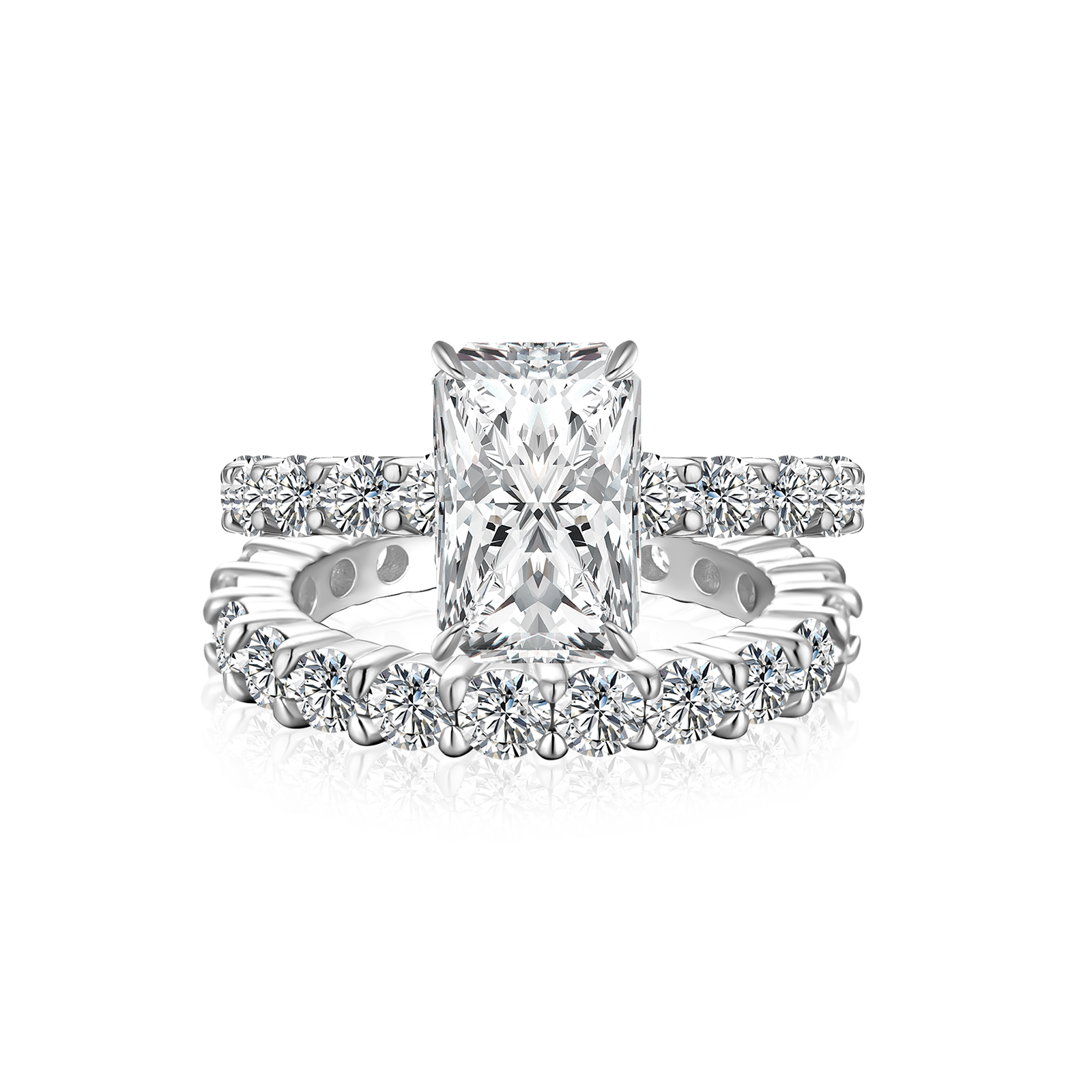 Moissanite 3.5 Ct Radiant Cut White Gold Wedding Ring Set For Women
