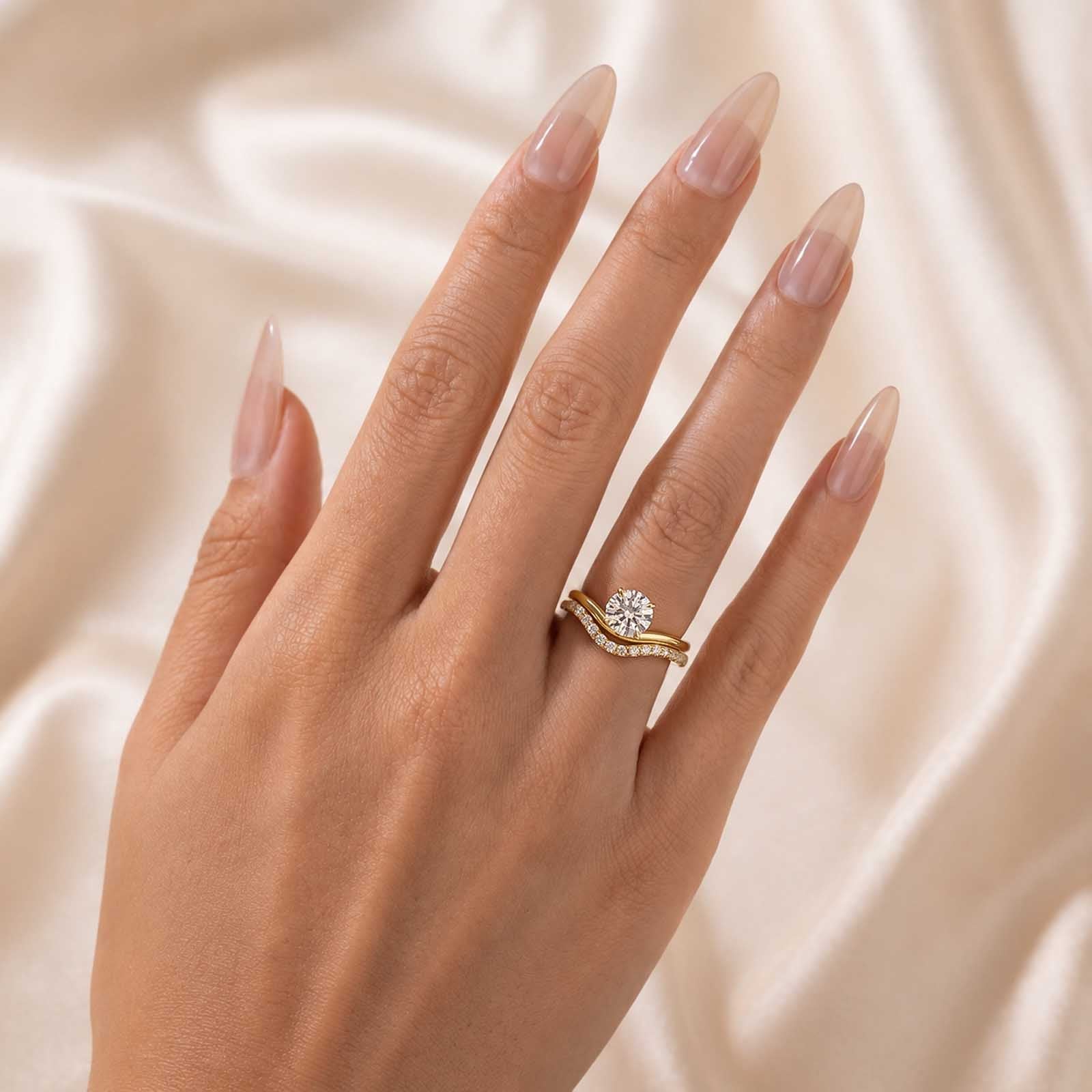 S925 Moissanite 1.0Ct Round Cut Stackable Bridal Ring Set Daily Wear Rings Ring Gift