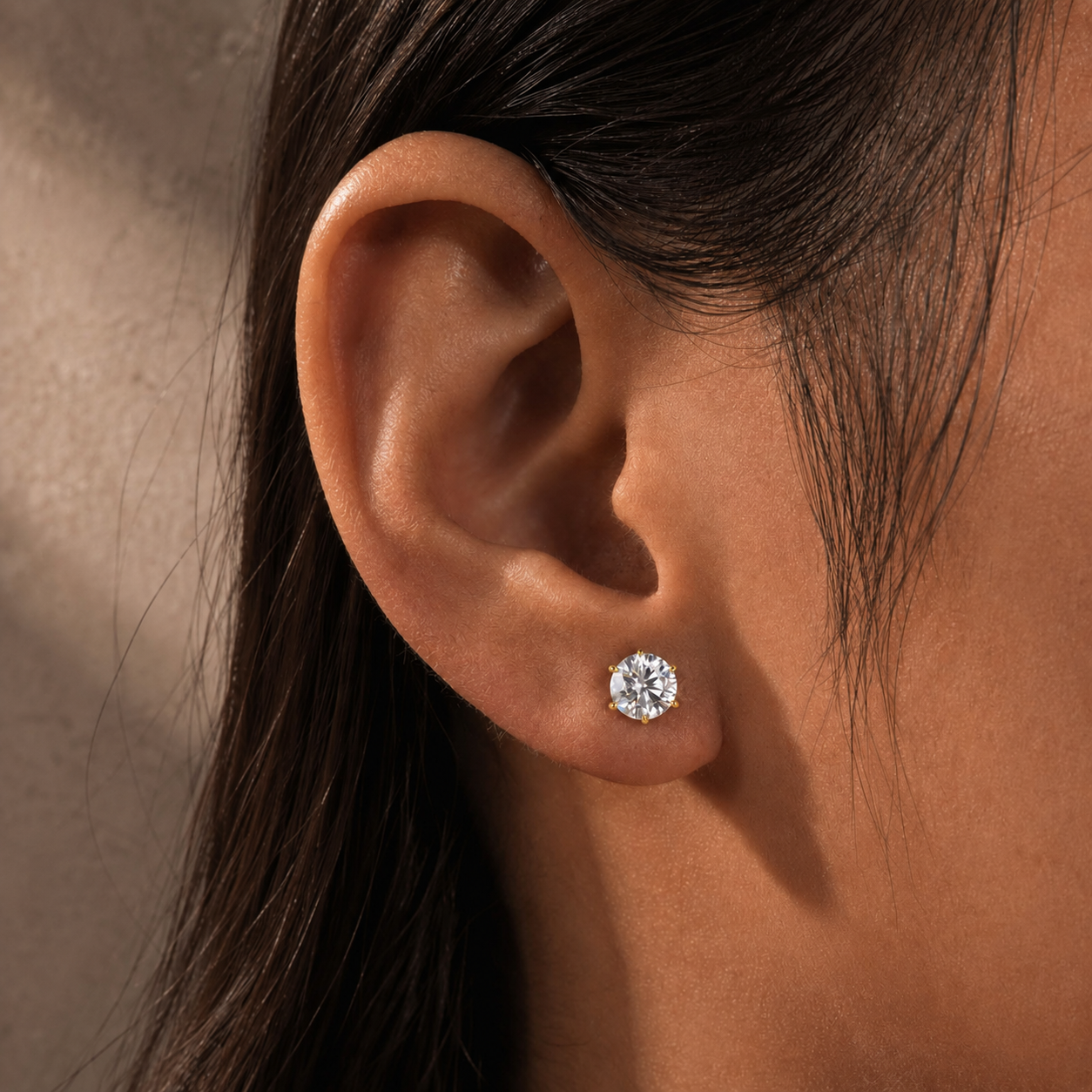 S925 Moissanite 0.8Ct*2PC Round Cut Plated Stud Earrings In sterling Silver For Daily Wear